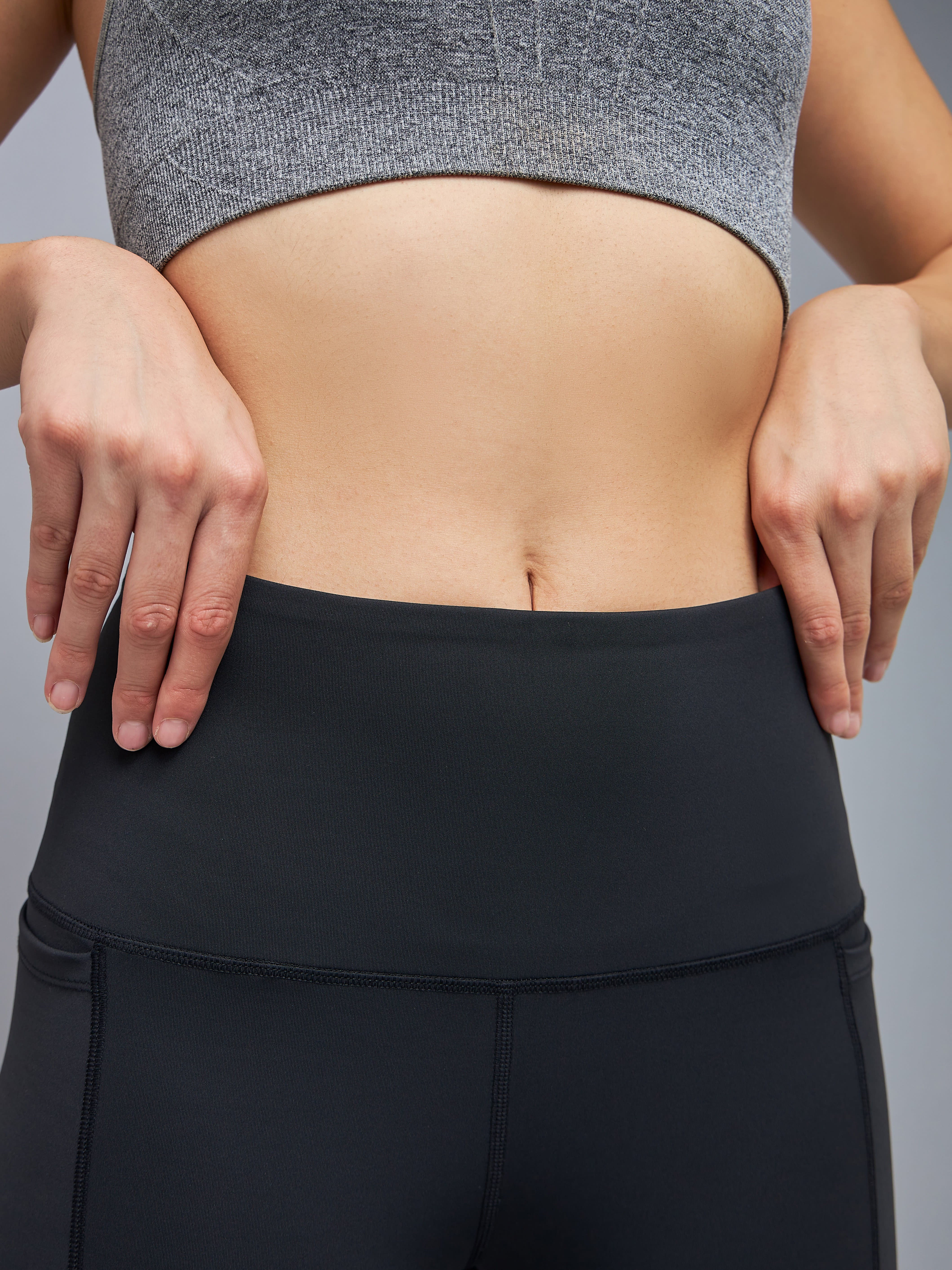 Black Solid High Waist Straight Pants with Pockets