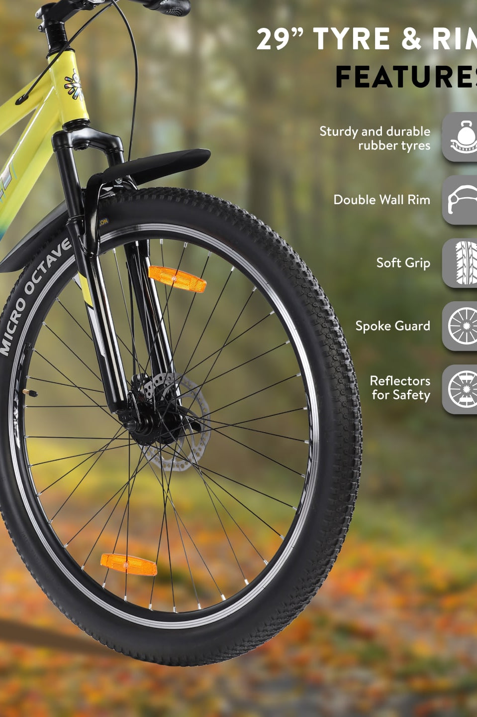 DAUNTLESS29TYELLOWBLUE Steel Single Speed 29 inch Mountain Cycle, Dual Disc Brake, Front Suspension, Double Wall Rim