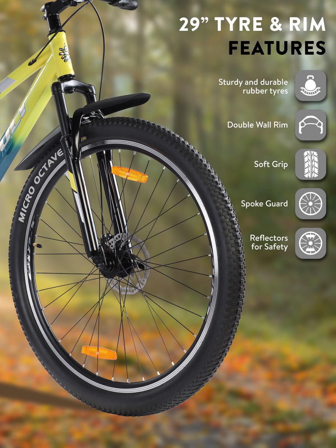 DAUNTLESS29TYELLOWBLUE Steel Single Speed 29 inch Mountain Cycle, Dual Disc Brake, Front Suspension, Double Wall Rim