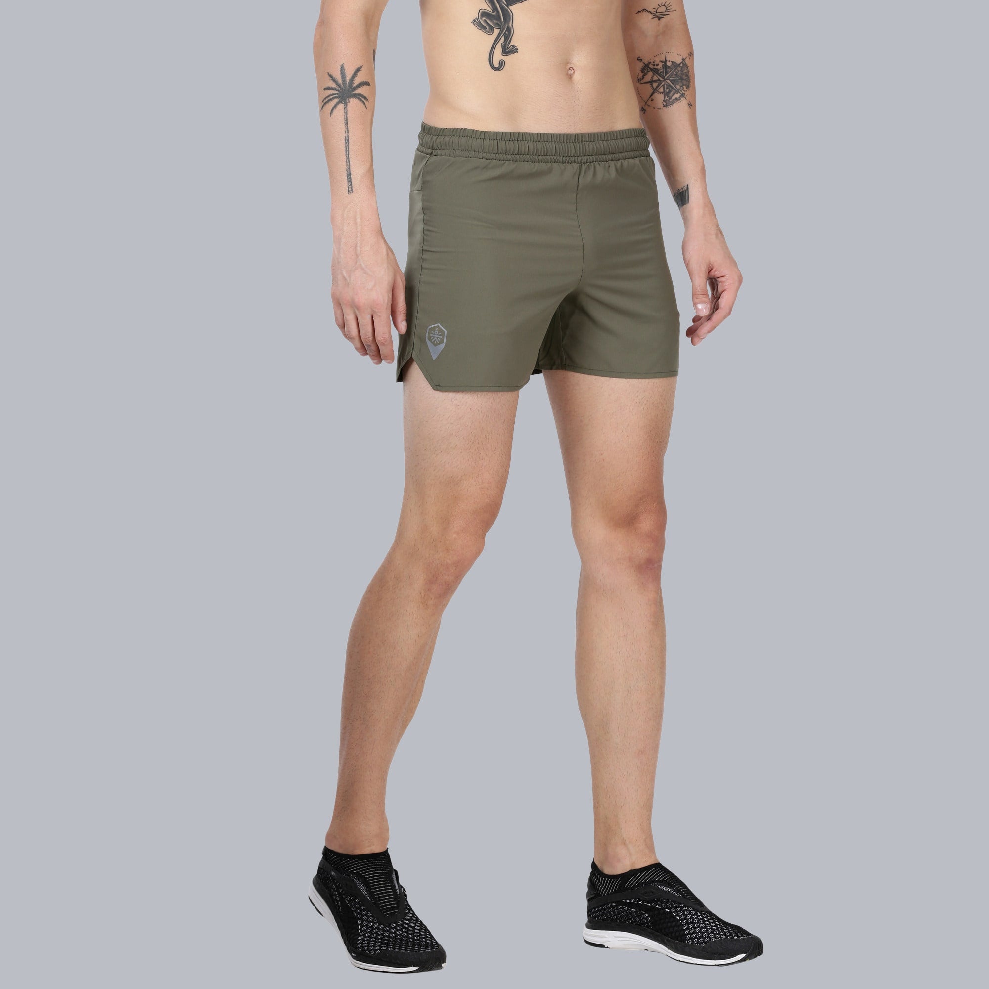 Vitals Bolt Khaki Running Shorts