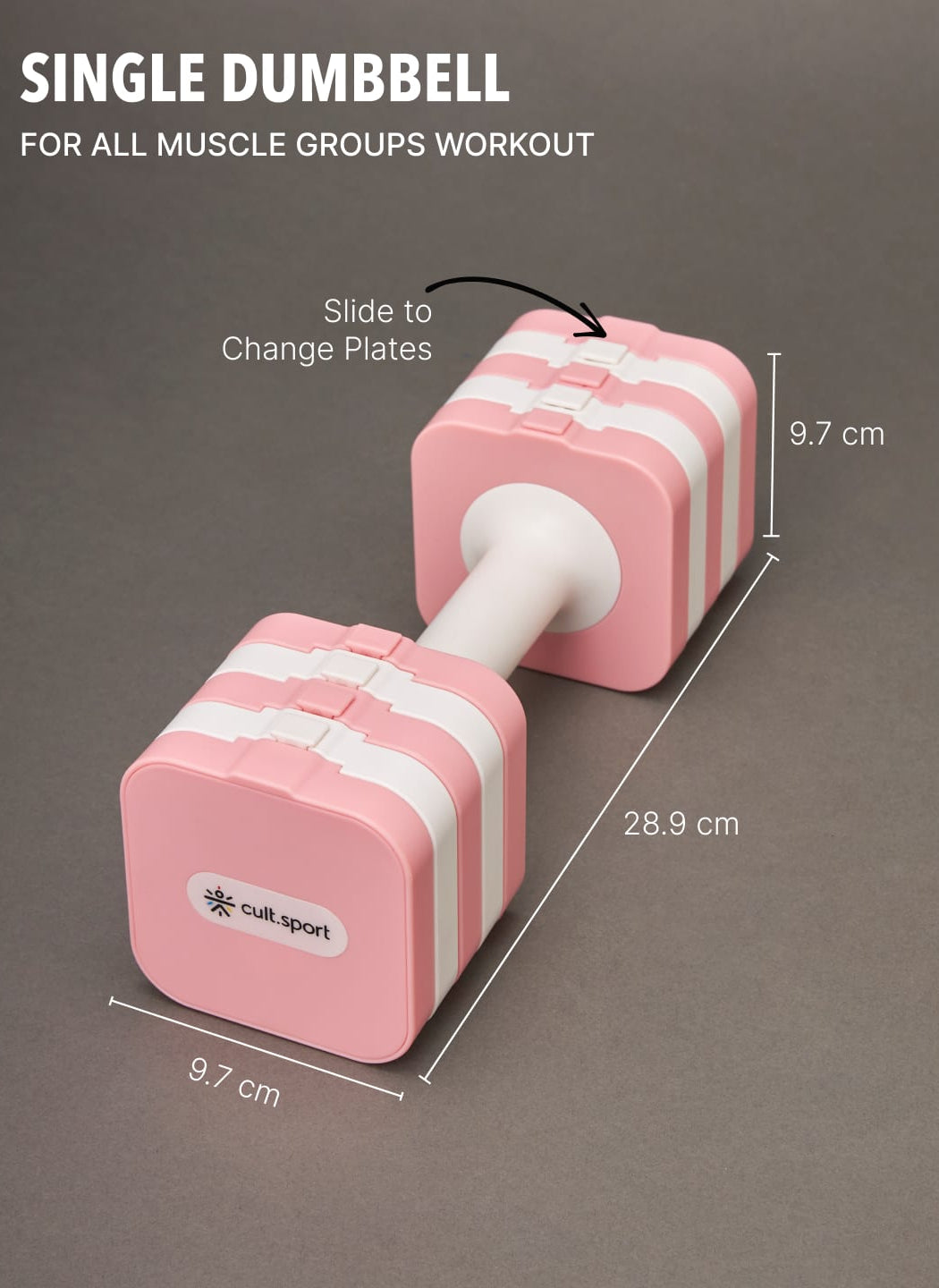 Cultsport Derby, Pack of 2 Adjustable Dumbbell for Strength Workout at Home (Pink), 6 Months Warranty