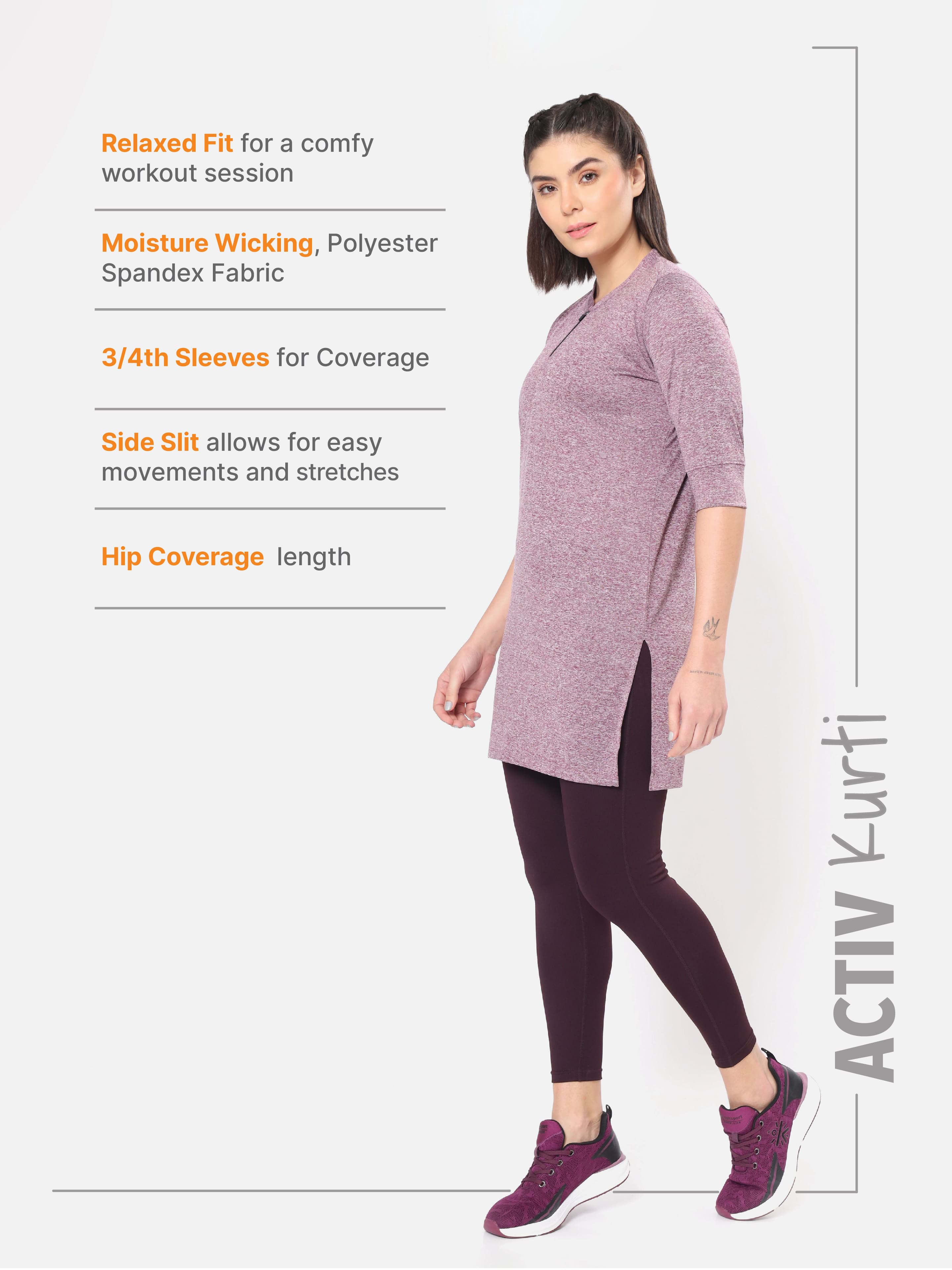 Solid Activ-Kurti with Side Pocket