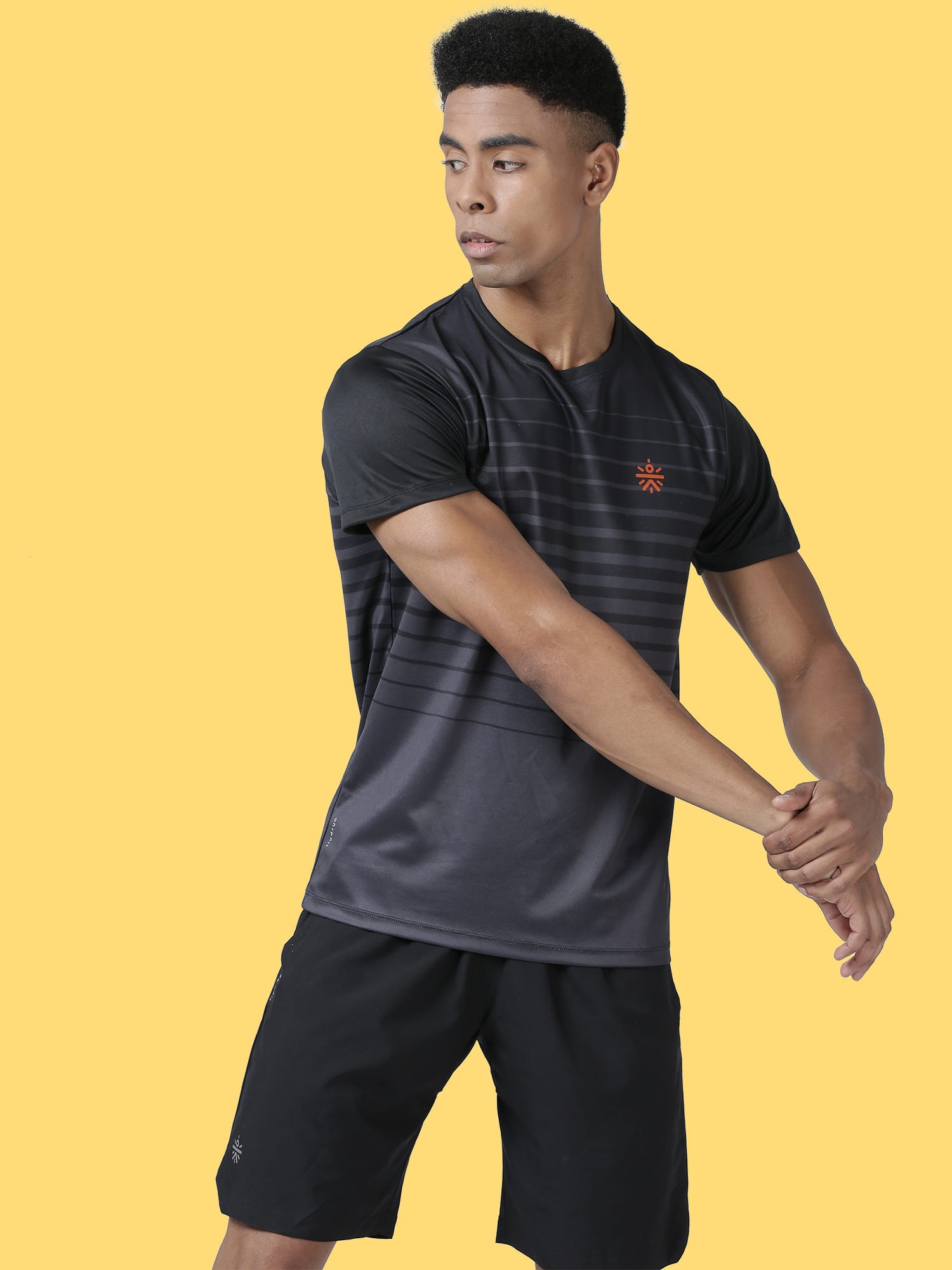 Neo Stripe Black Grey Gym Tee