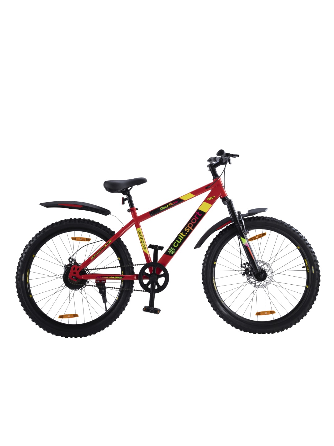 Dauntless26Red Steel Single Speed 26 inch Mountain Cycle, Front Suspension, Double Wall Rim and Dual Disc Brake