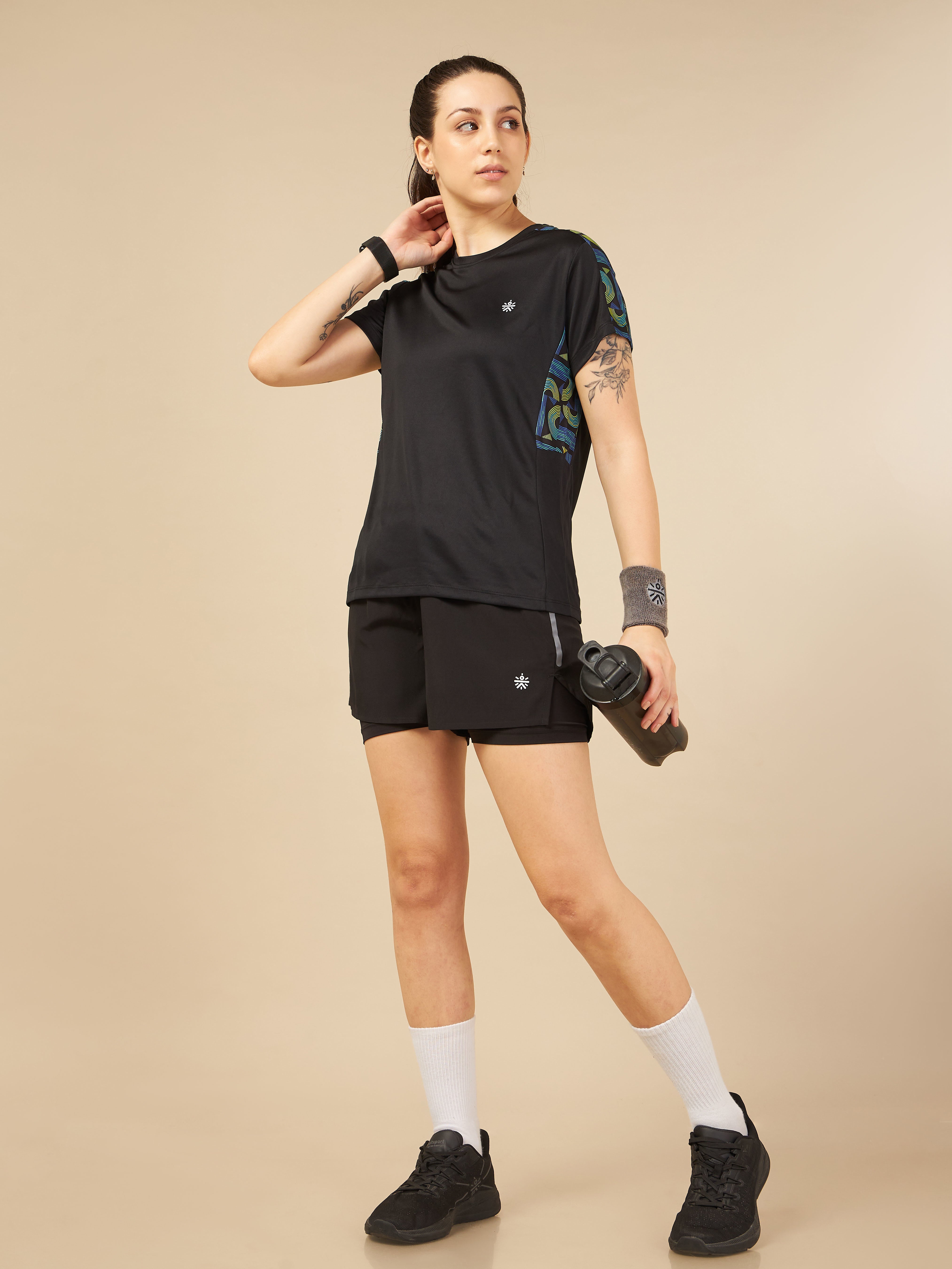 Panelled T-shirt with Sleeve Taping