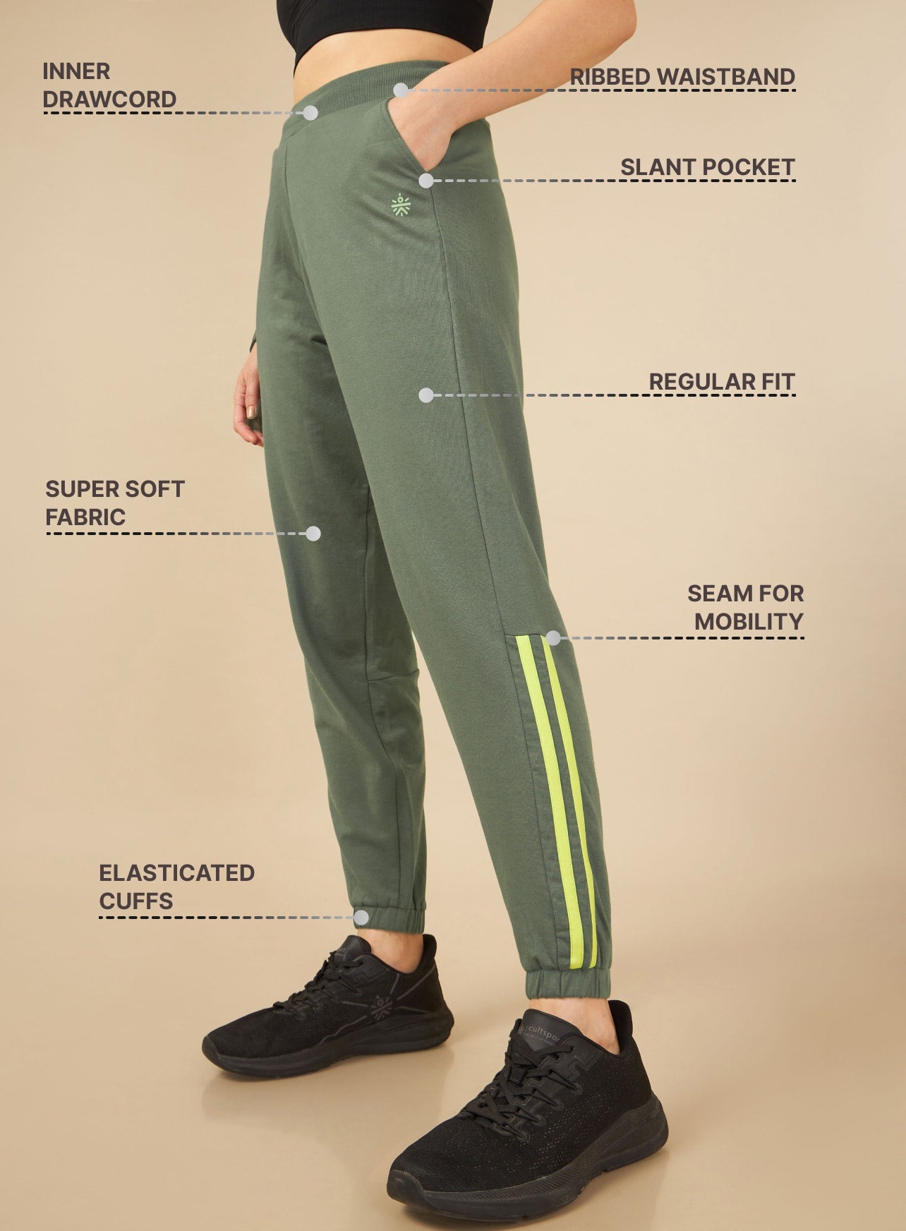 Olive Power Flex Joggers for Women