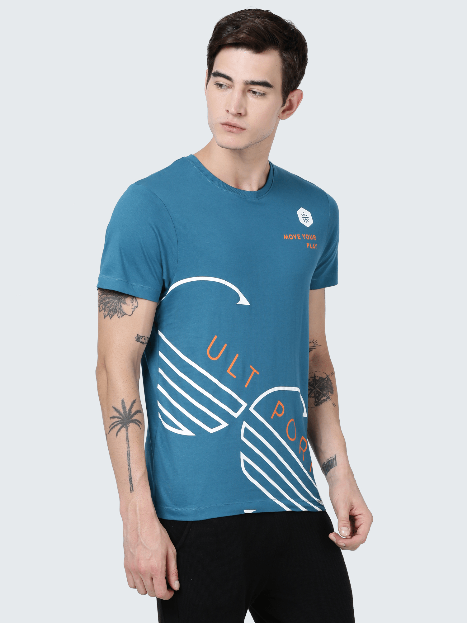 Everydays Maze Teal Cotton Tee
