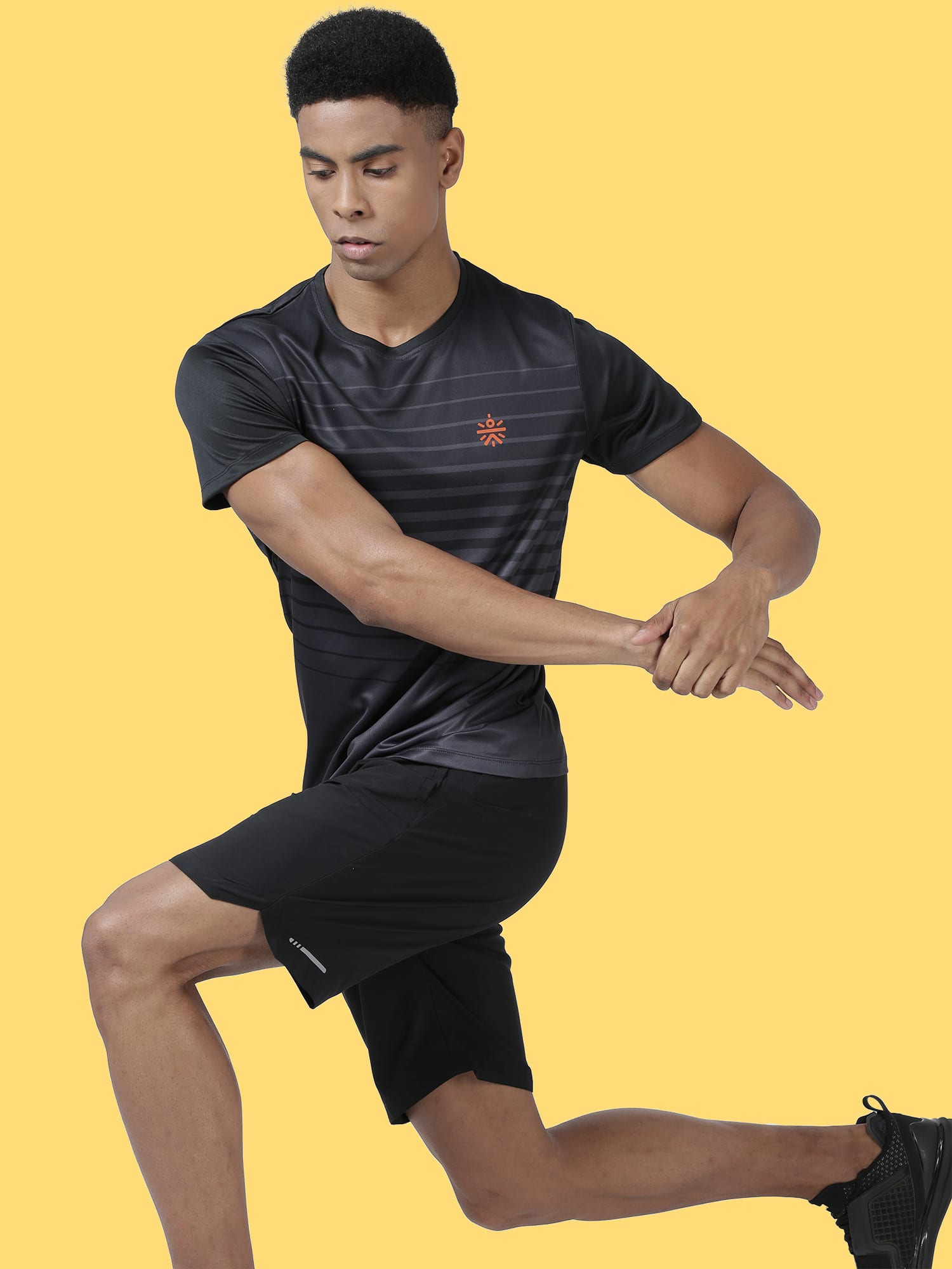 Neo Stripe Black Grey Gym Tee