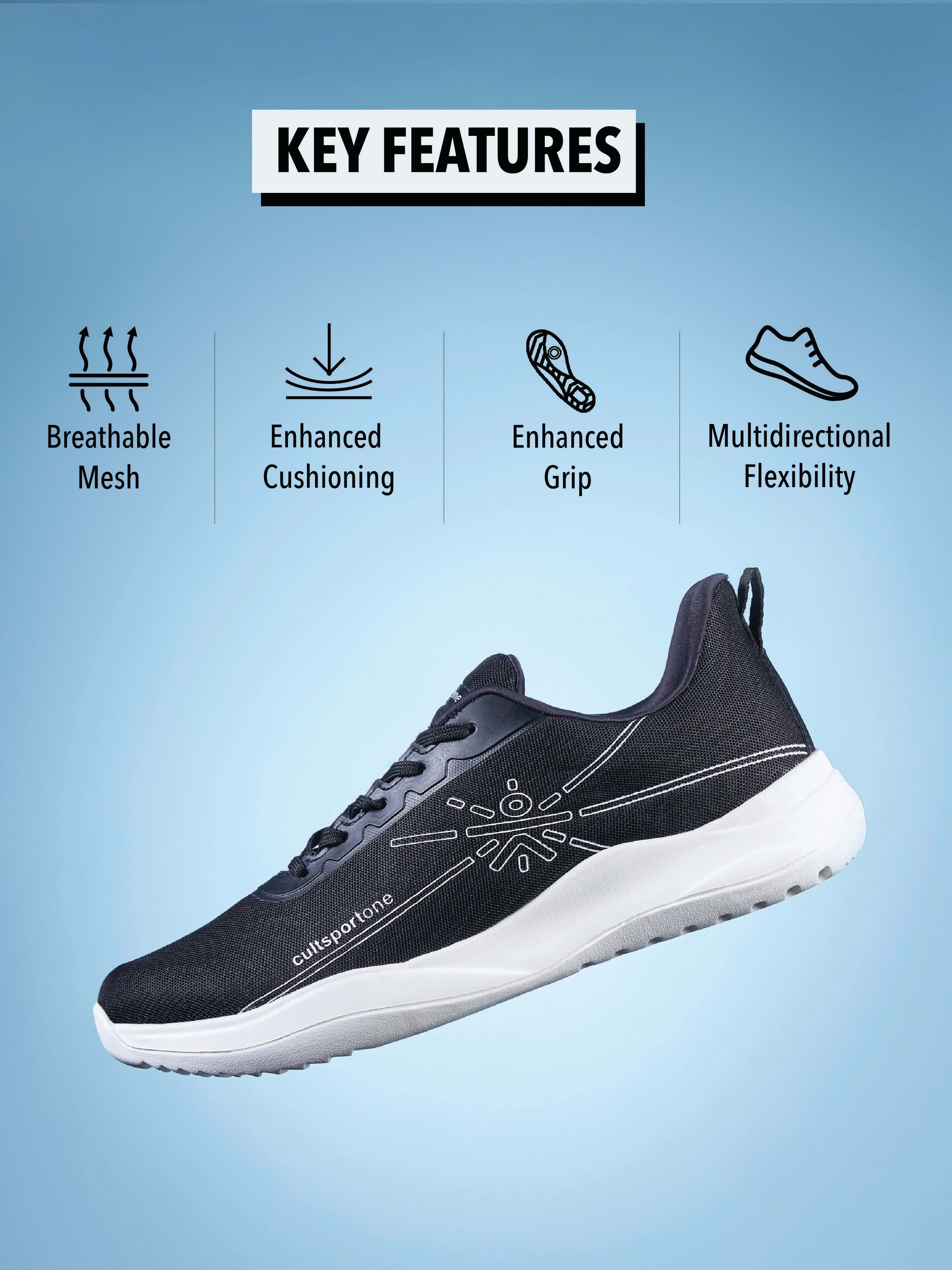 cult Rush Men Running Shoes - Black