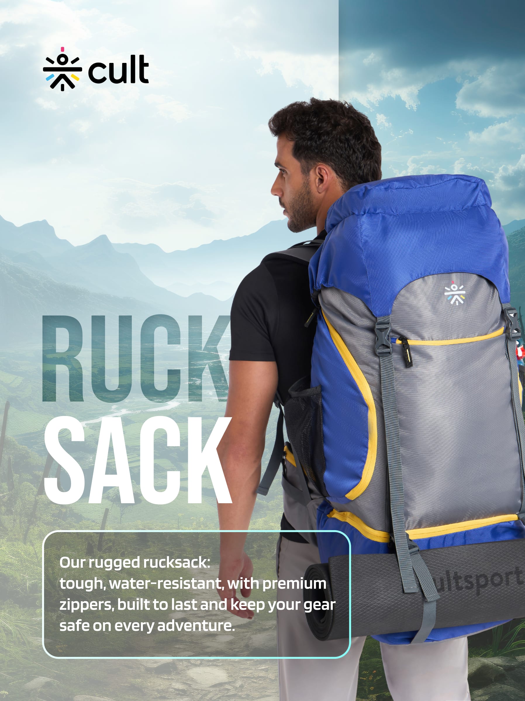 Travel Trekking Rucksack 80 L Blue