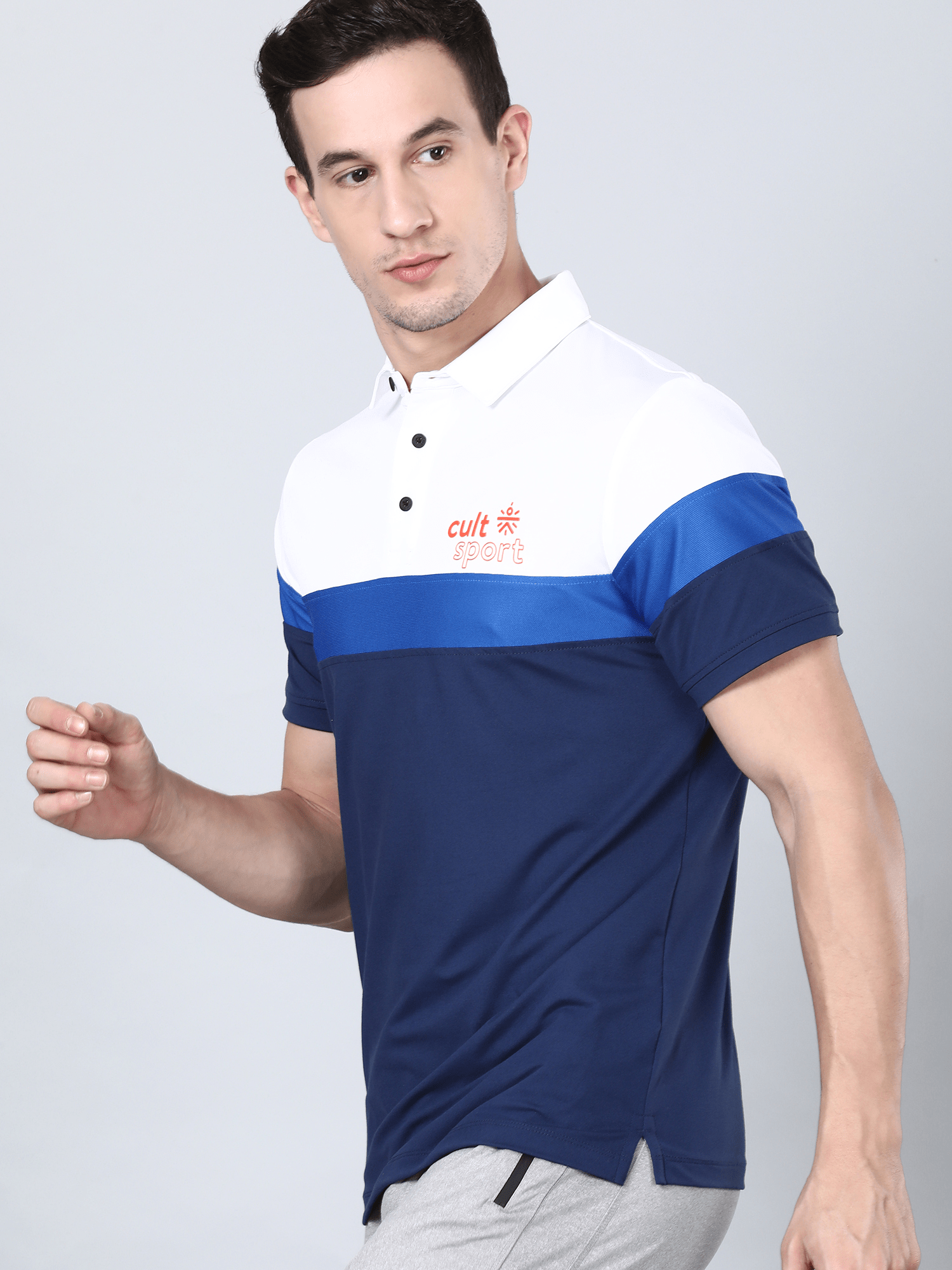 Signature Tri-tone Blue Gym Polo