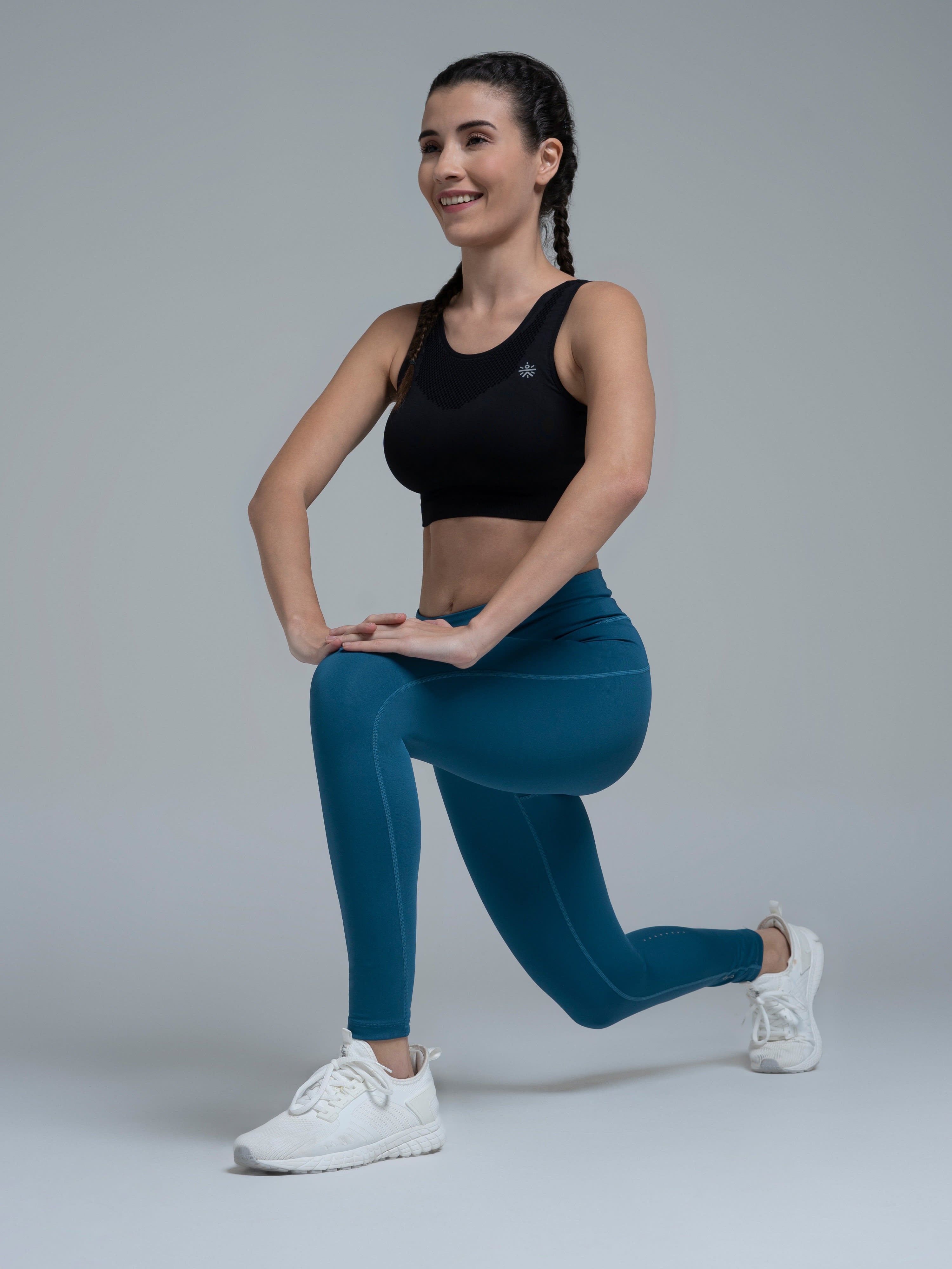 Teal Absolute Fit Solid Workout Tights