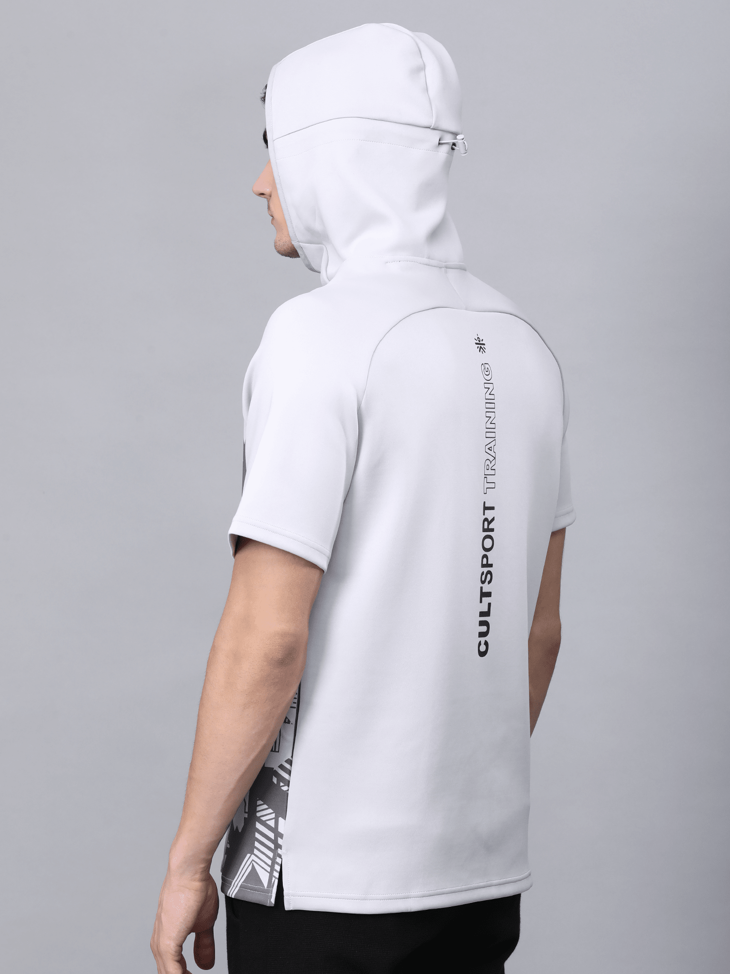 Abstract Hood Grey Workout Tee