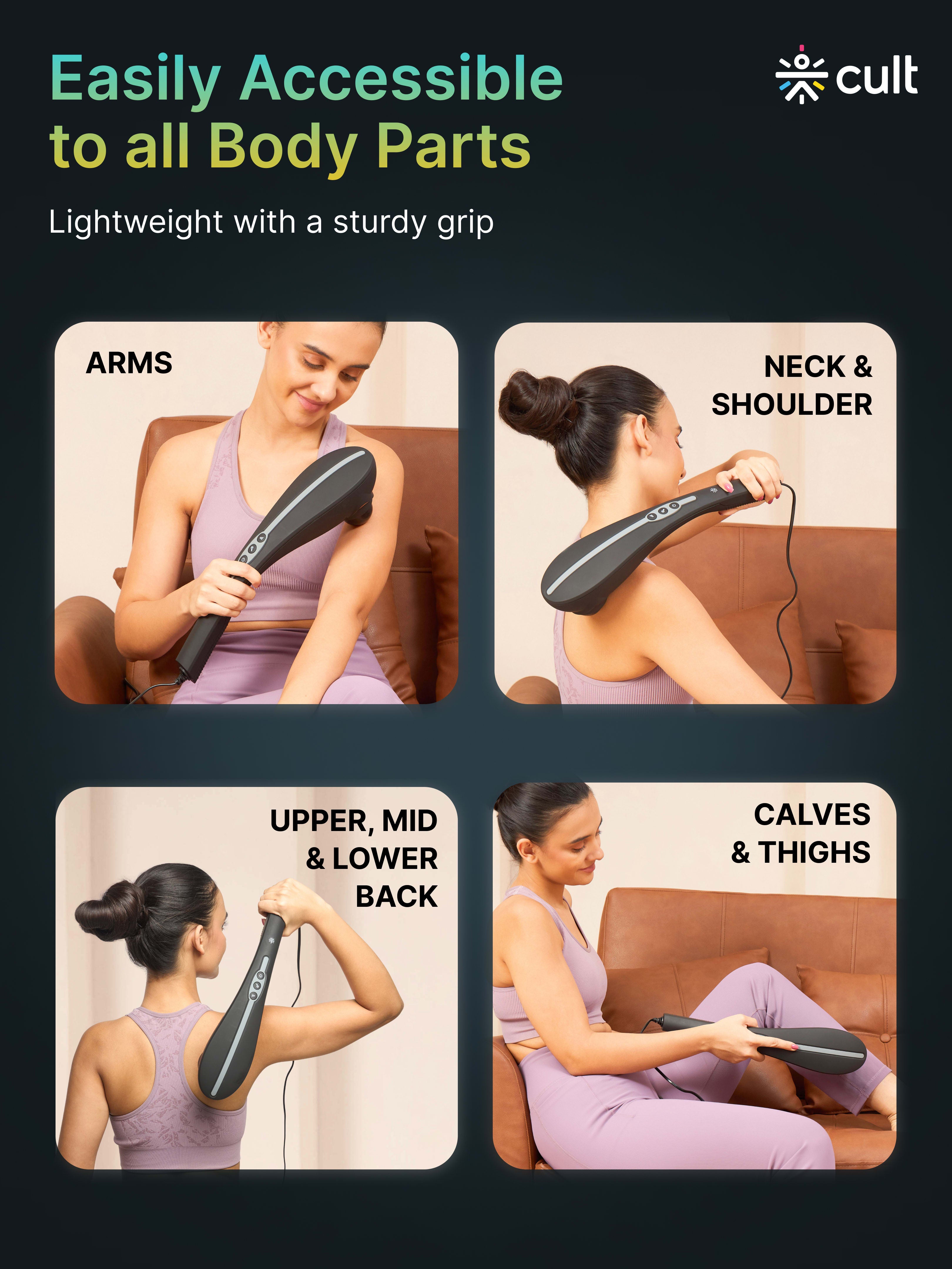 Cult Flex Plus Corded Electric Handheld Full Body Massager with 4 Interchangeable Heads, 6 modes, and 6 Adjustable Speed Settings for Pain Relief and Relaxation