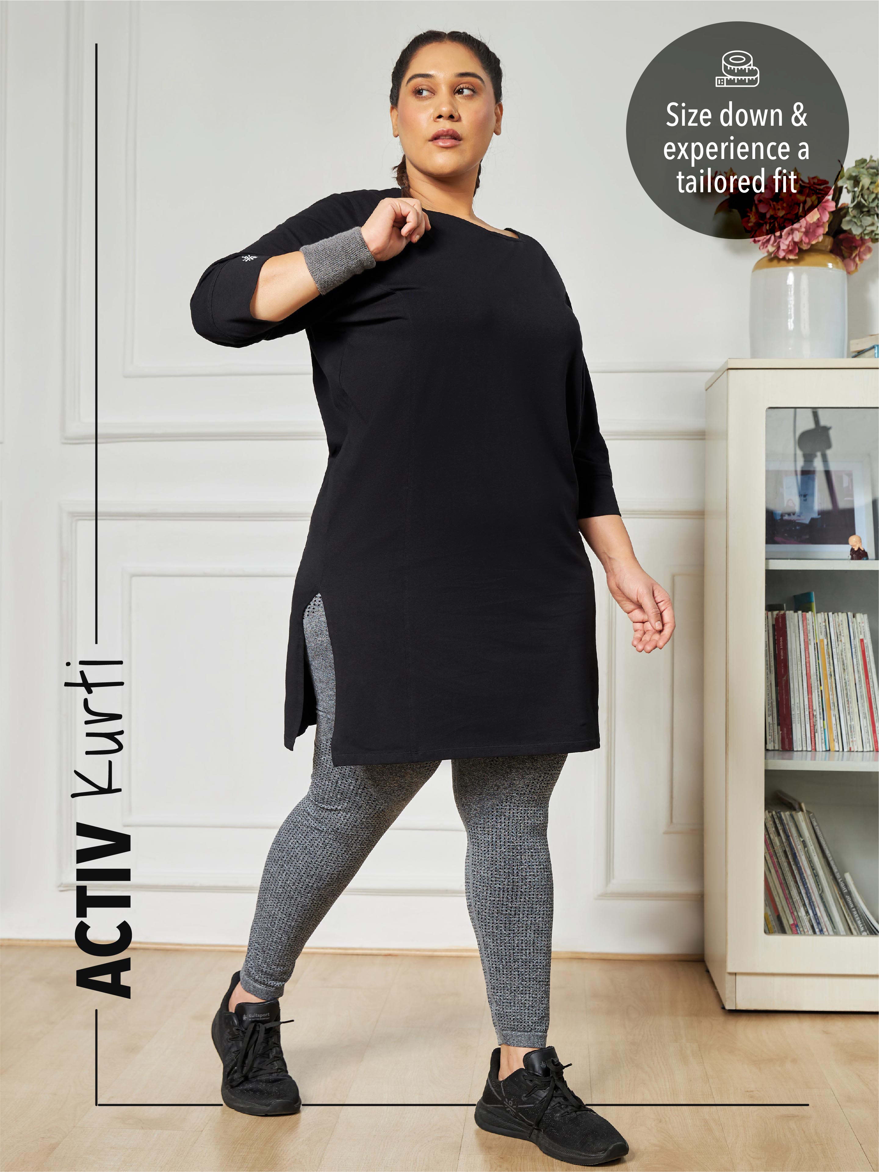 Solid Activ-Kurti with Side Pocket