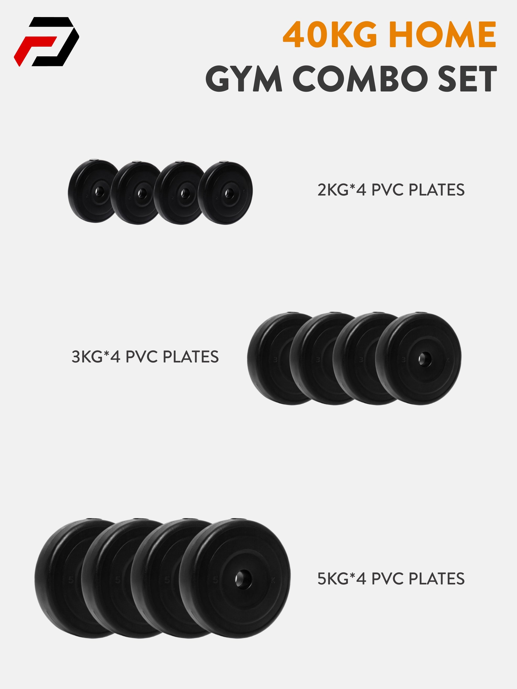 40 kg PVC Curl, Straight Rod Home Gym Combo