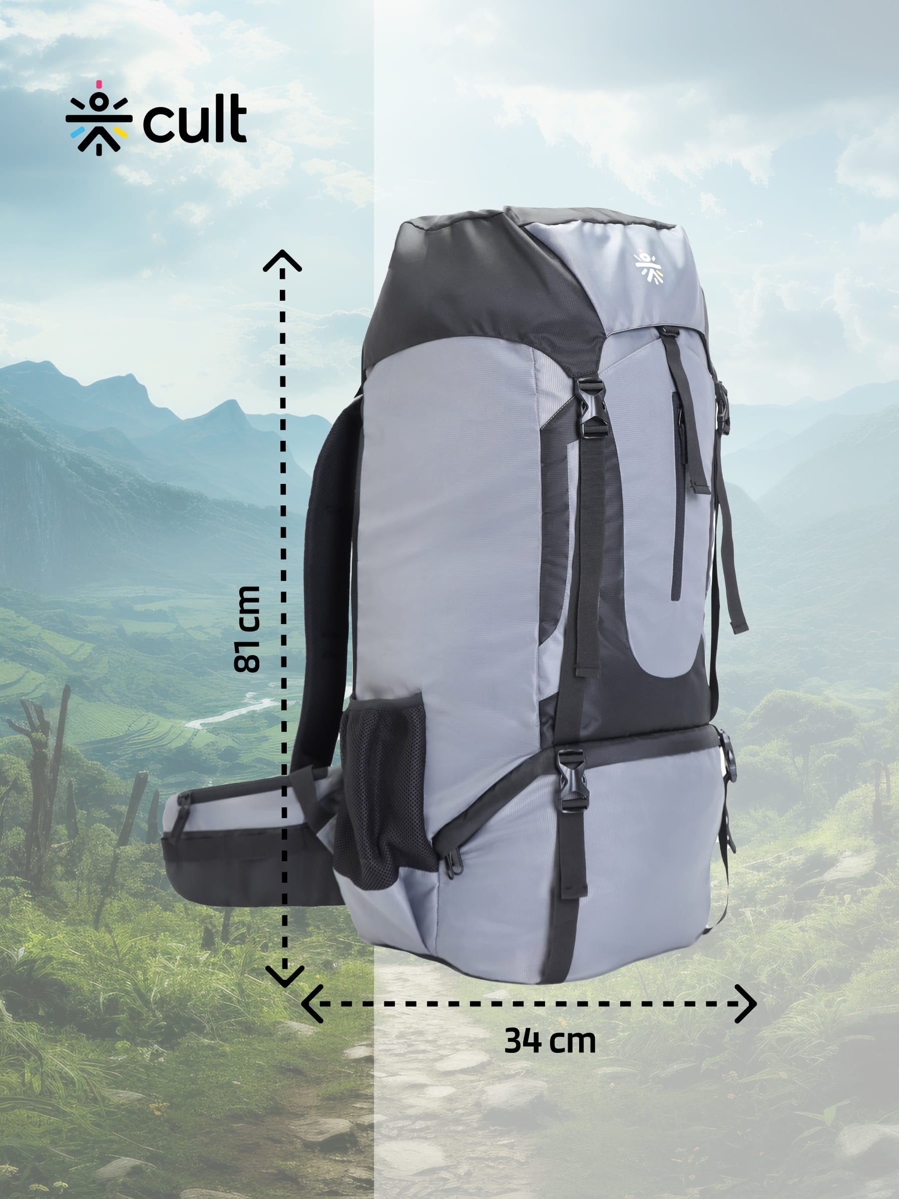 Travel Rucksack 80 L Grey
