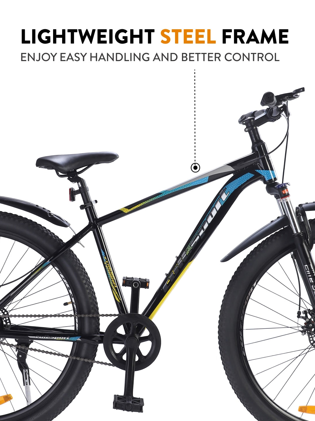 EXPLORER29TBLACK Alloy Single Speed 29 inch Mountain Cycle, Front Suspension, Double Wall Rim