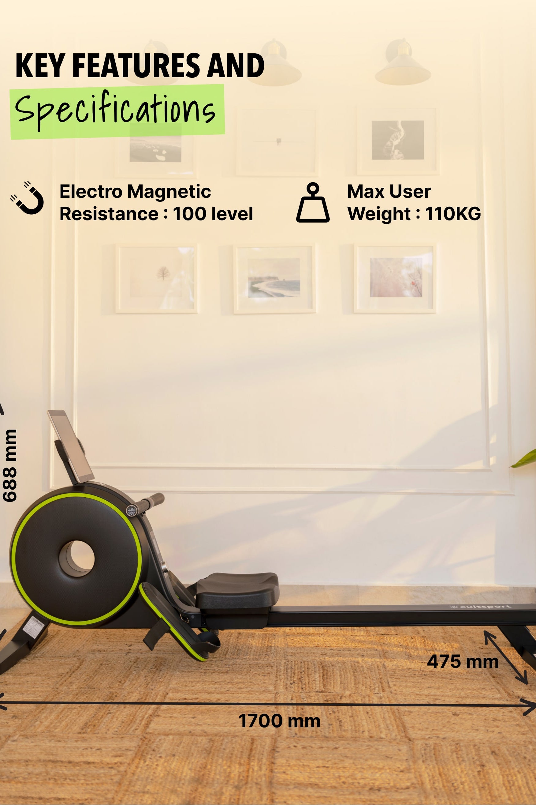 Smartrow Cabo: Smart Bluetooth enabled Rowing Machine (6 Months extended Warranty only on Cultsport.com)