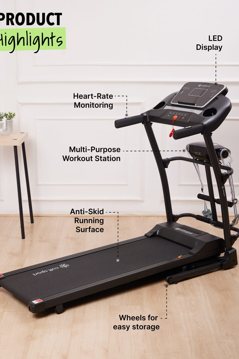 Smartrun Cardiff 3.5 HP Peak Treadmill | 15-level Auto-Incline & Massager | Max Weight-100kg | Max Speed-10kmph (with 6 months extended warranty)