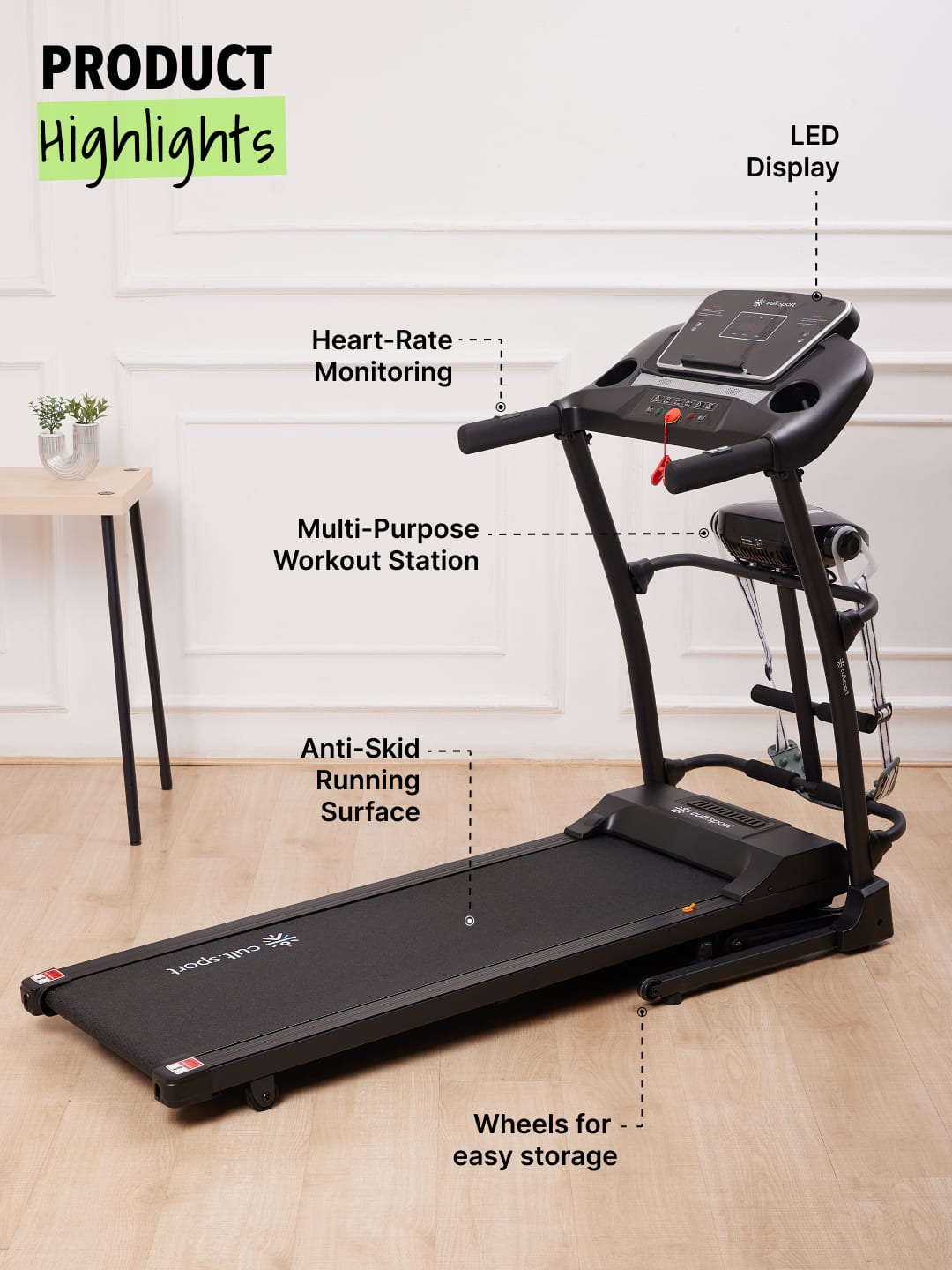 Smartrun Cardiff 3.5 HP Peak Treadmill | 15-level Auto-Incline & Massager | Max Weight-100kg | Max Speed-10kmph (with 6 months extended warranty)