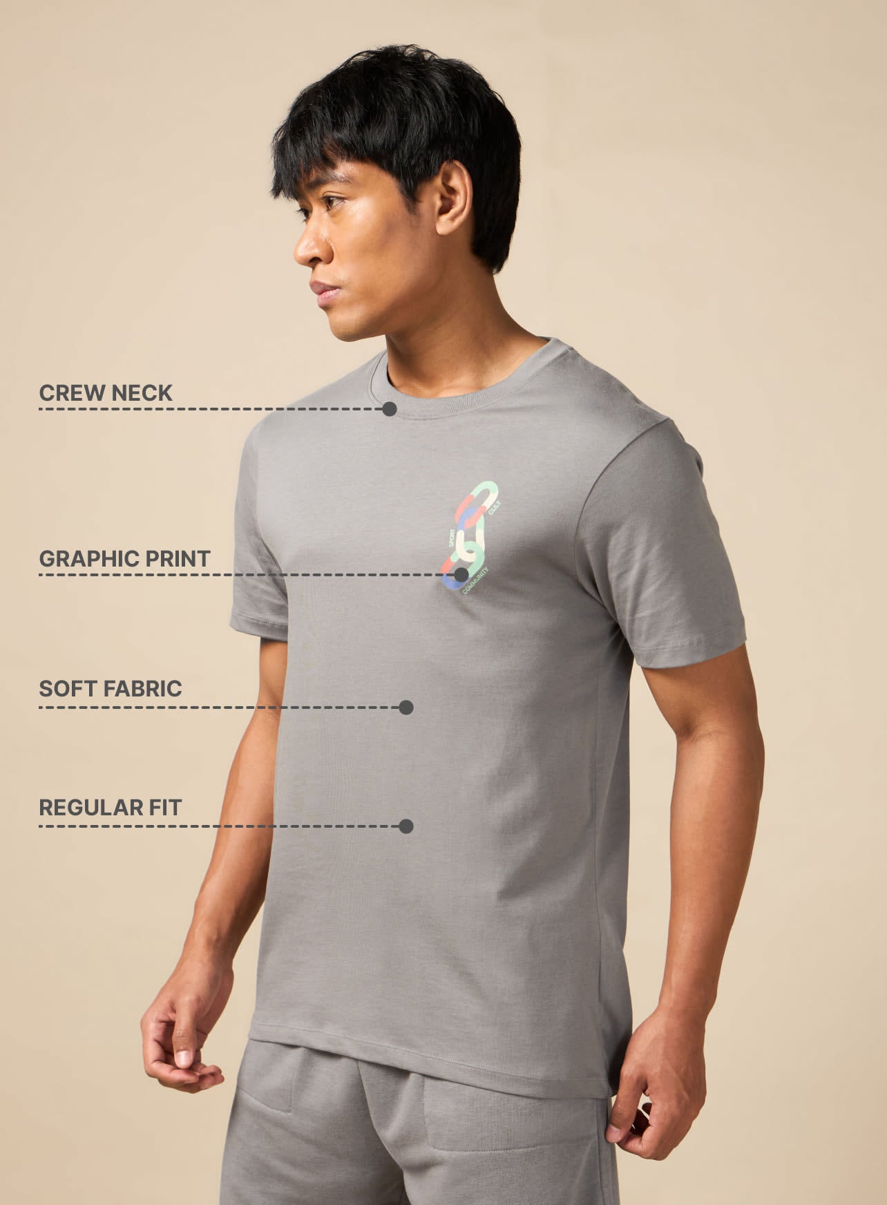 Men Grey Community Link T-shirt