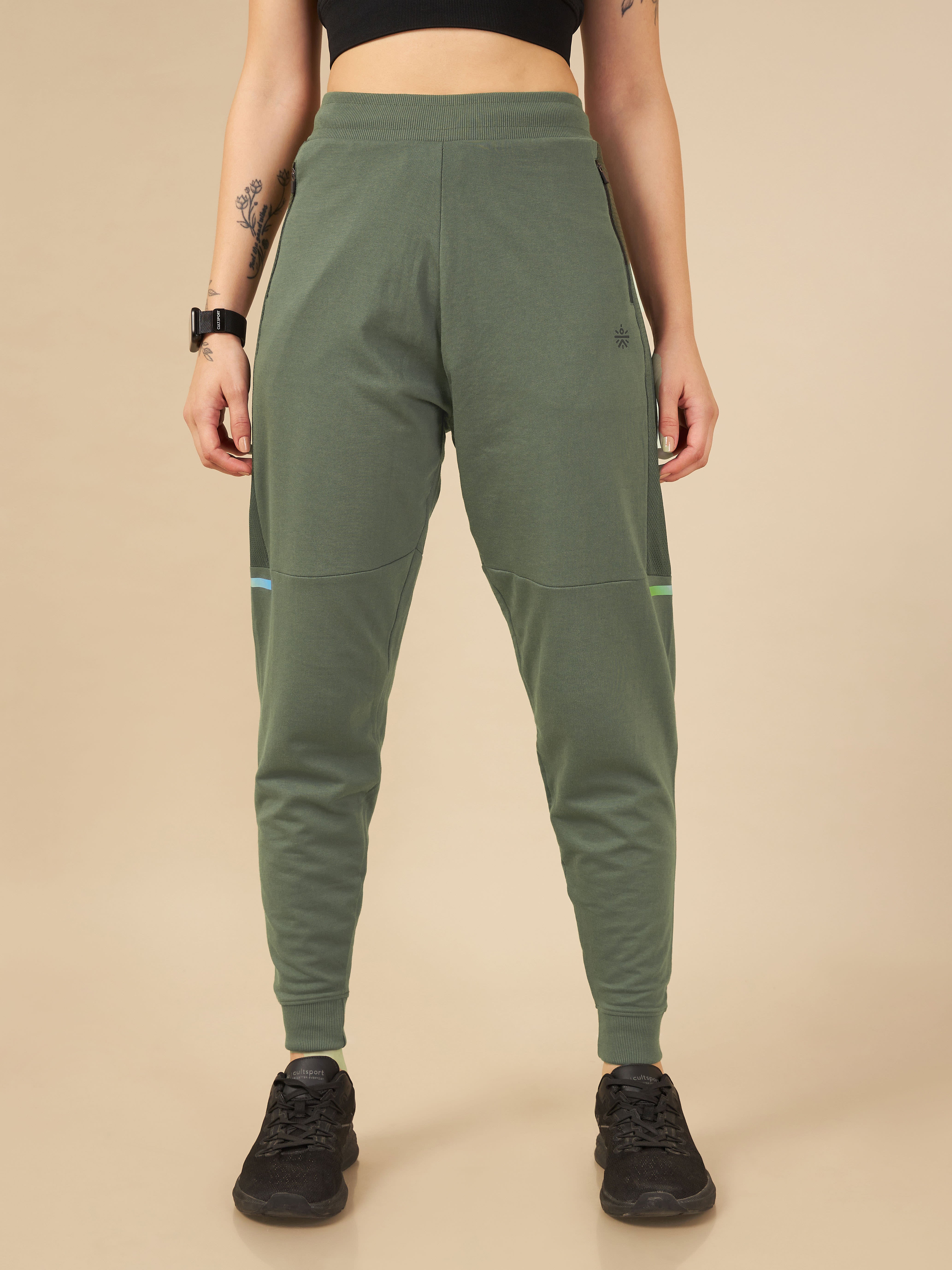 Women Olive Power Flex Joggers