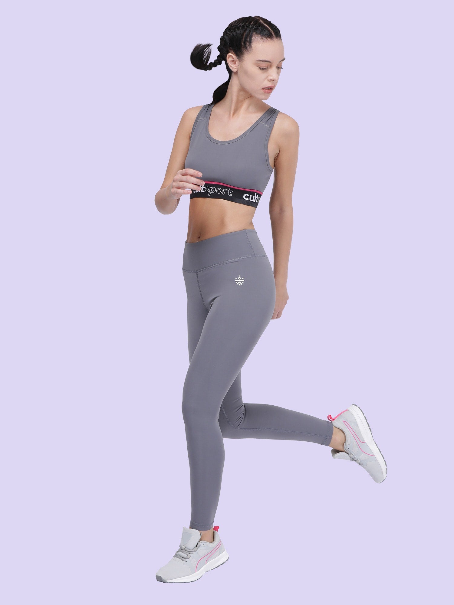 Women`s Gear Up Grey Slim Plain Training Legging
