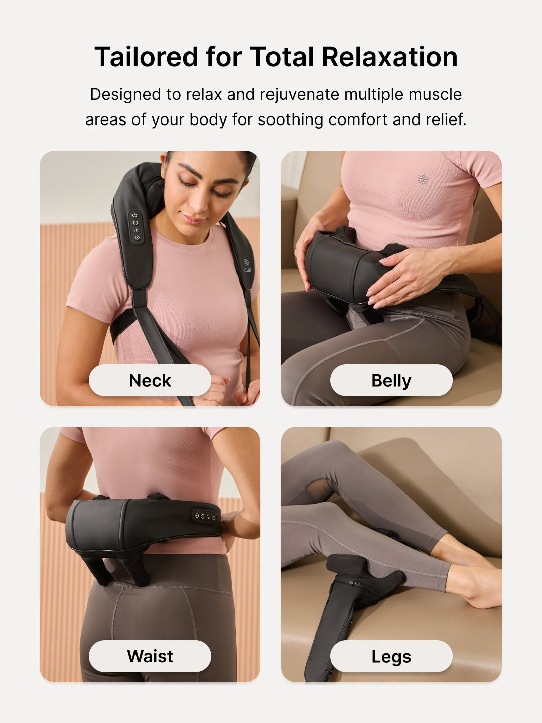 Cult Deep Relax Shoulder massager, 3 speed levels, Deep tissue Kneading Shiatsu rollers for Pain Relief, Cordless Massager