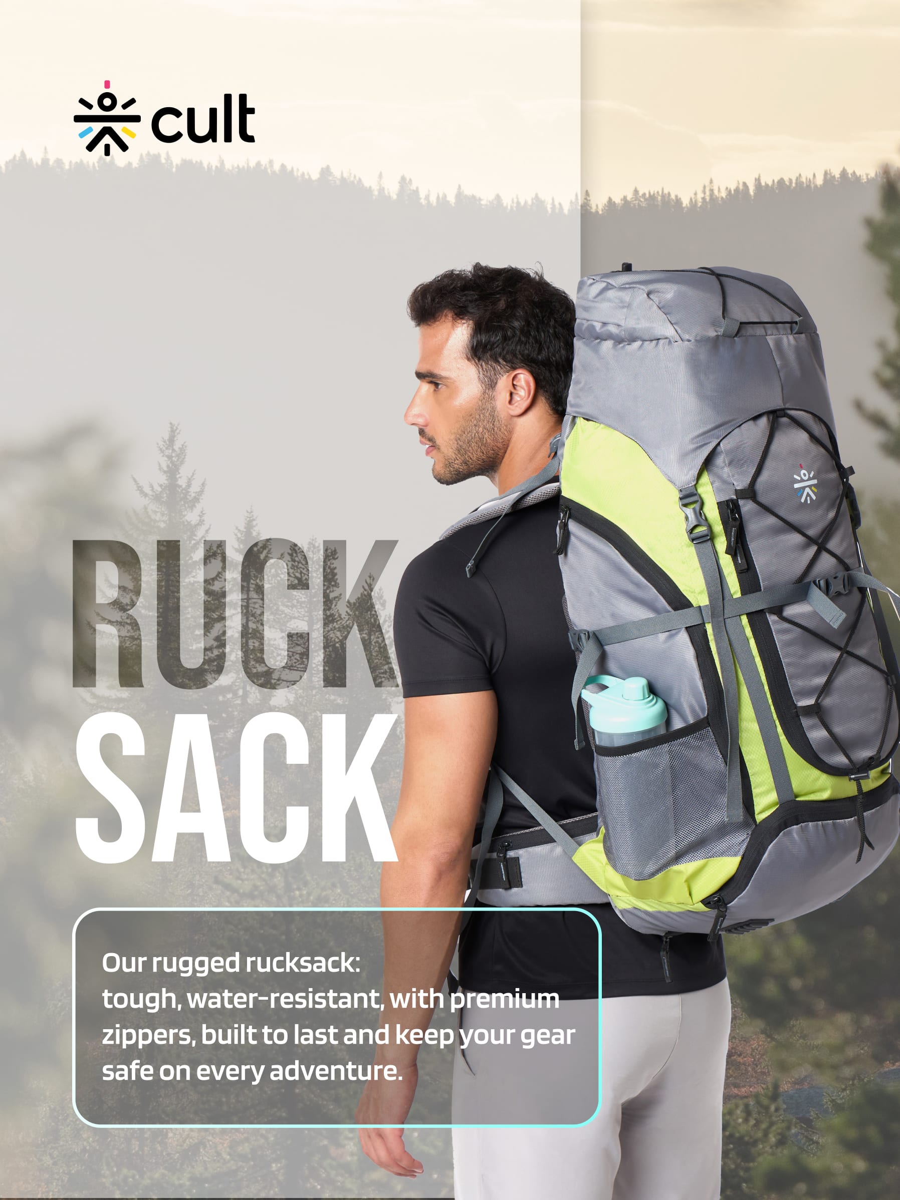 Travel Rucksack 65 L Grey Green