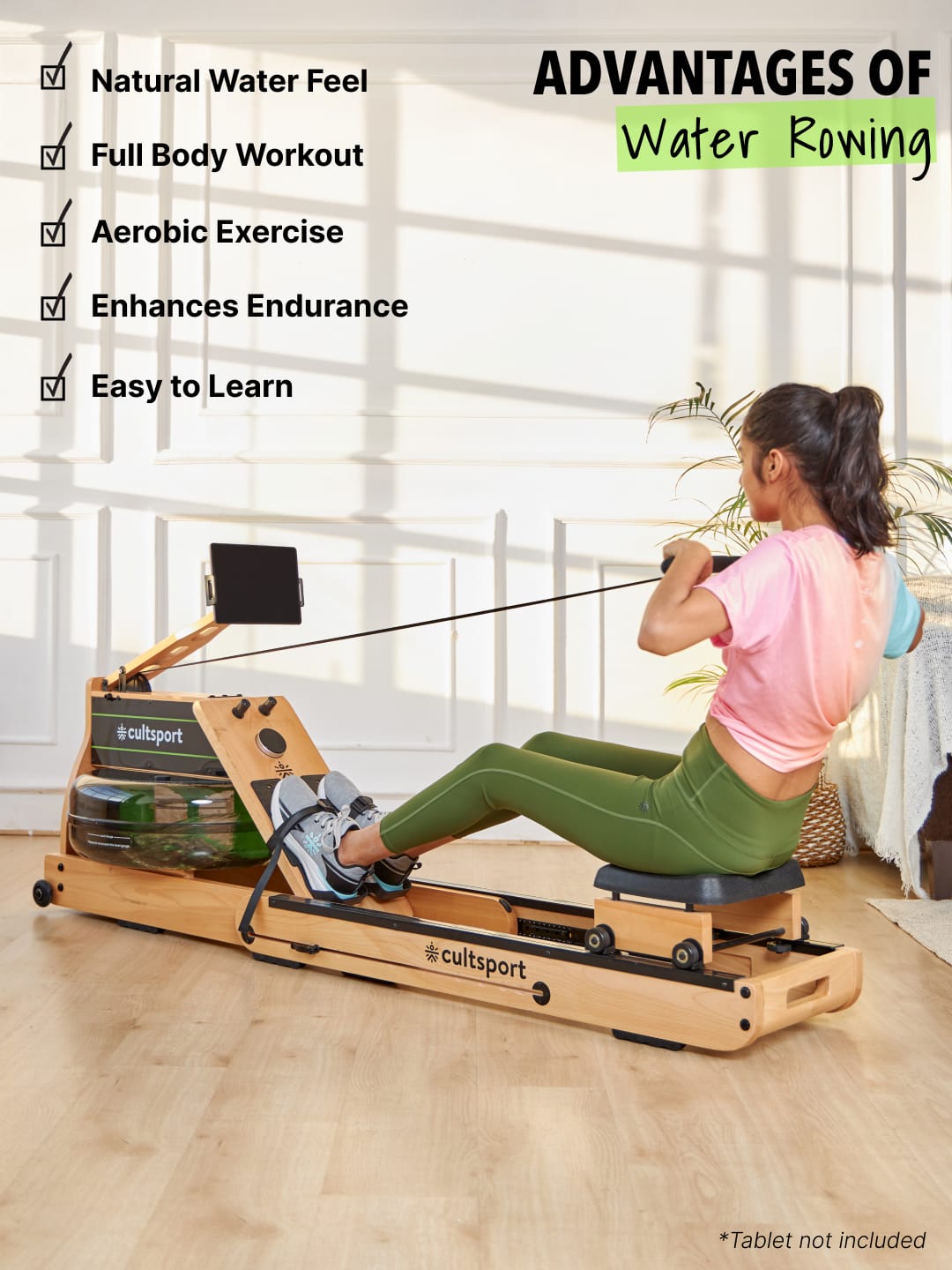 Foldable Water Rower | 16 Level Water Resistance | Max Weight-150kg (6 Months extended Warranty only on Cultsport.com)