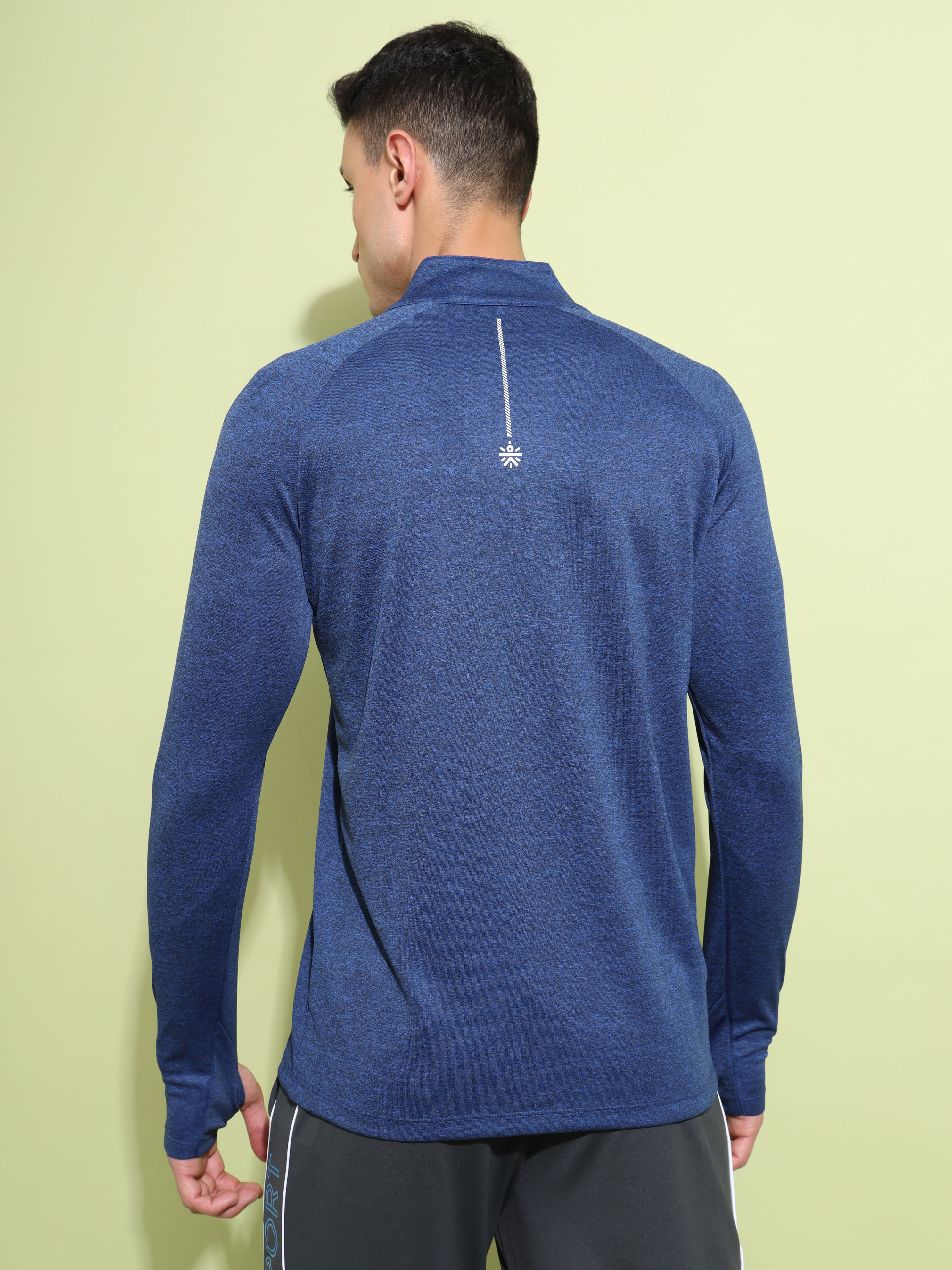 Melange High Neck T-shirt with Thumbholes