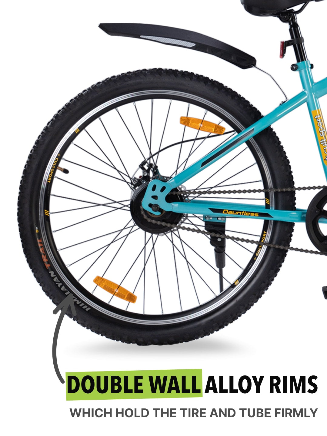 DAUNTLESS27.5TYELLOWBLUE Steel Single Speed 27.5 inch Mountain Cycle with Front Suspension, Double Wall Rim and Dual Disc Brake