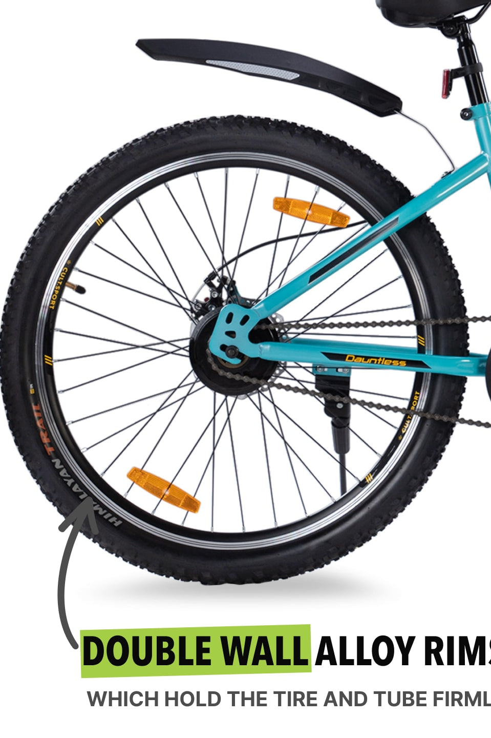 DAUNTLESS27.5TYELLOWBLUE Steel Single Speed 27.5 inch Mountain Cycle with Front Suspension, Double Wall Rim and Dual Disc Brake