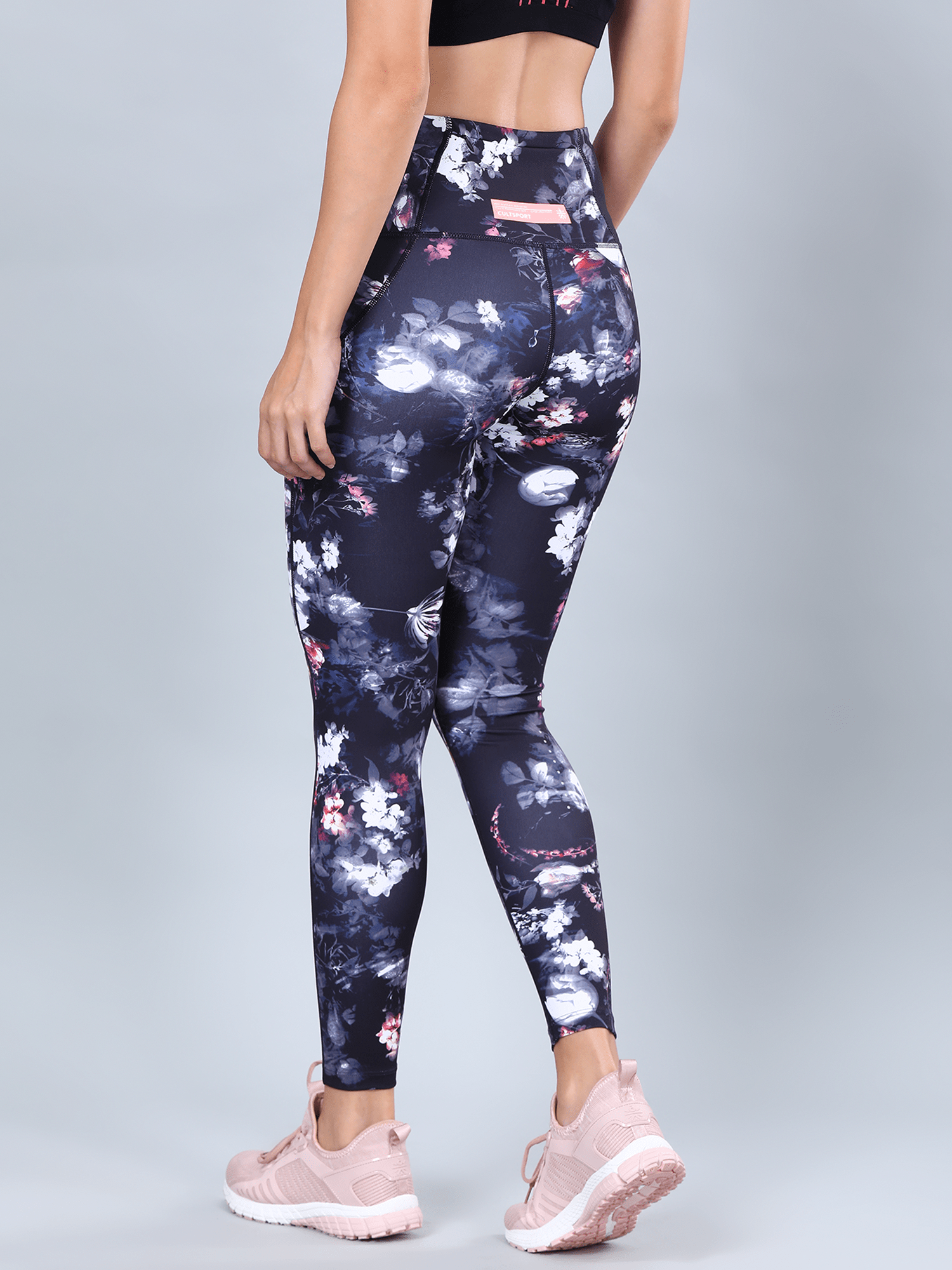 AbsoluteFit Black Floral Workout Leggings