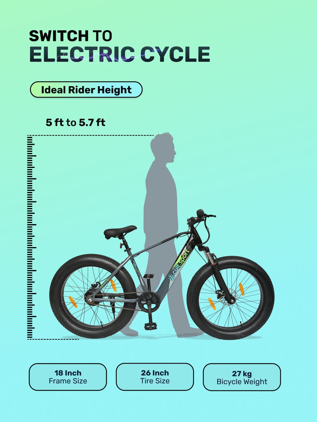 OMEGA26TBLACK with 4.5 hrs Fast Charg, BLDC Motor 26 inches Single Speed Lithium-ion (Li-ion) Electric Cycle, Ideal for Unisex, 13+ Years
