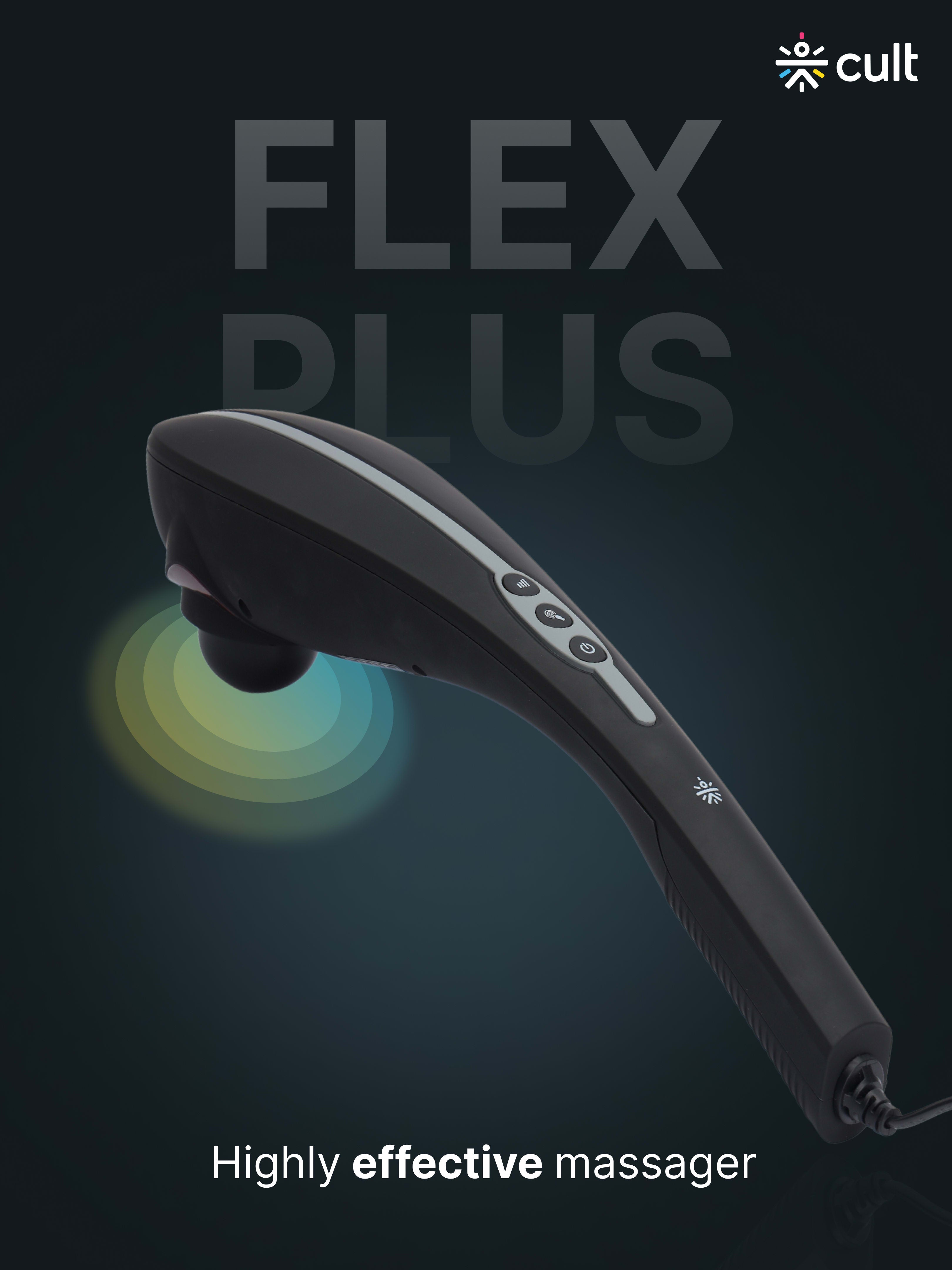 Cult Flex Plus Corded Electric Handheld Full Body Massager with 4 Interchangeable Heads, 6 modes, and 6 Adjustable Speed Settings for Pain Relief and Relaxation