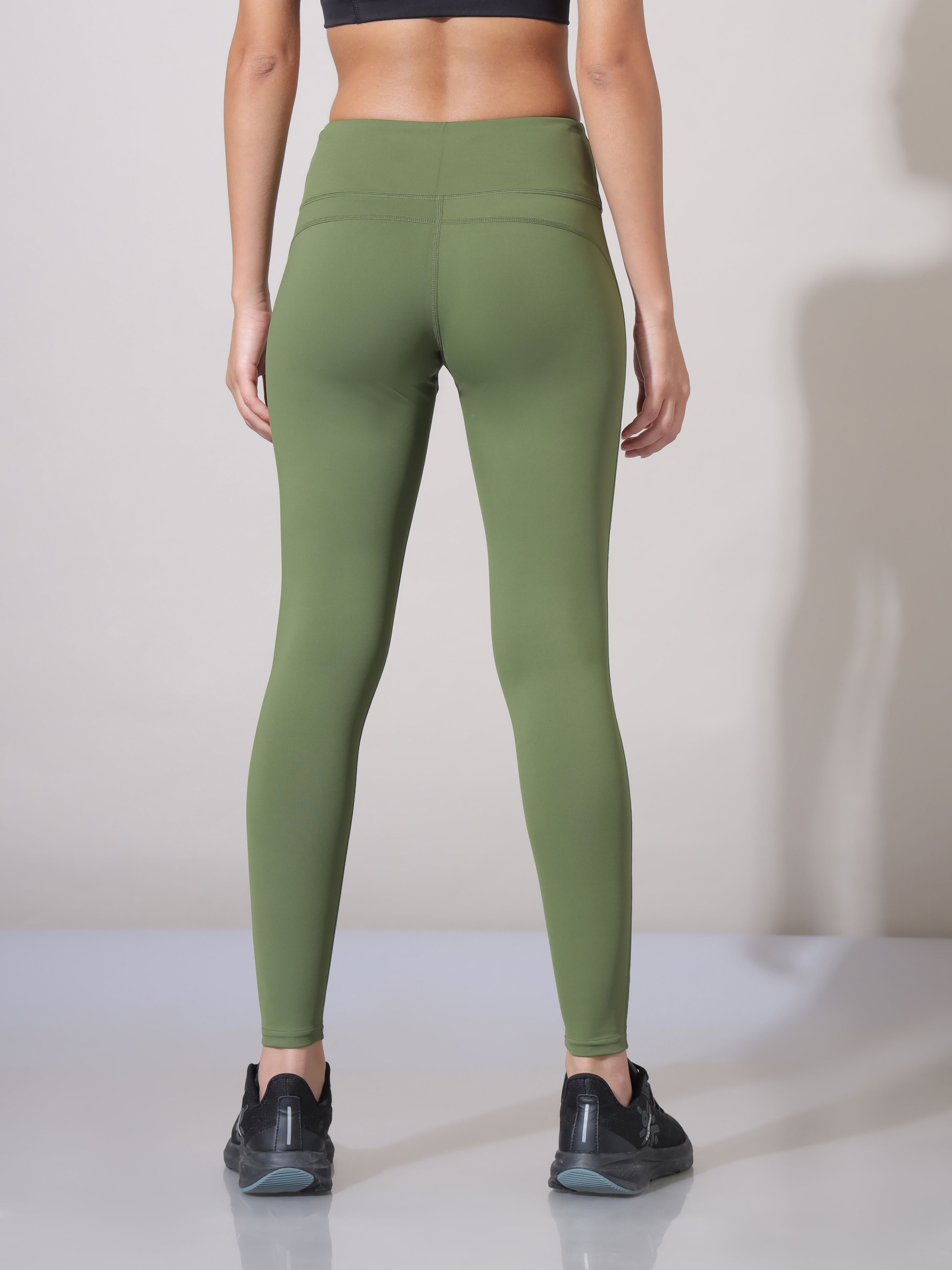 Olive Absolute Fit Solid Workout Tights