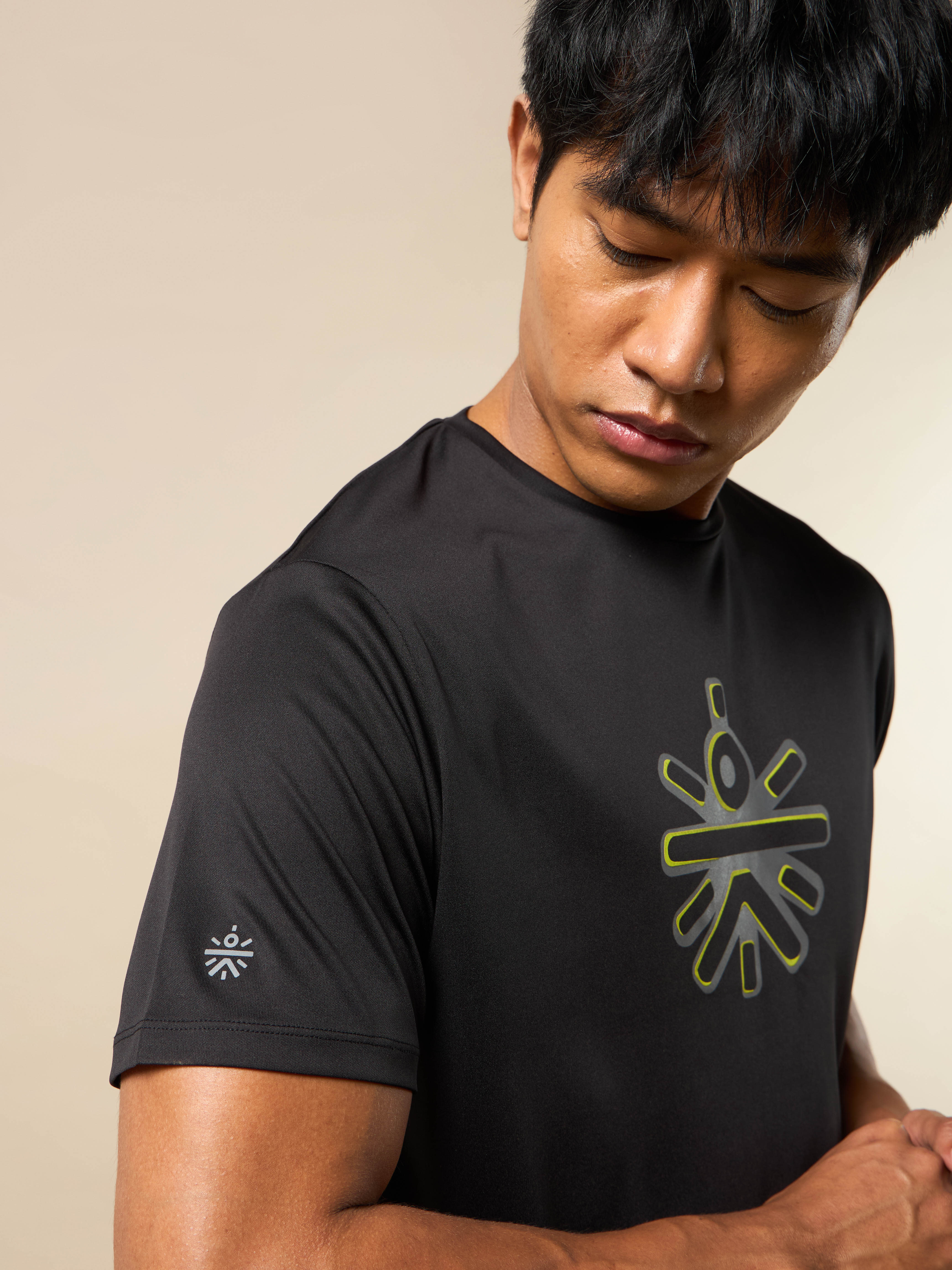 Men's Black Brand Carrier Print T-shirt