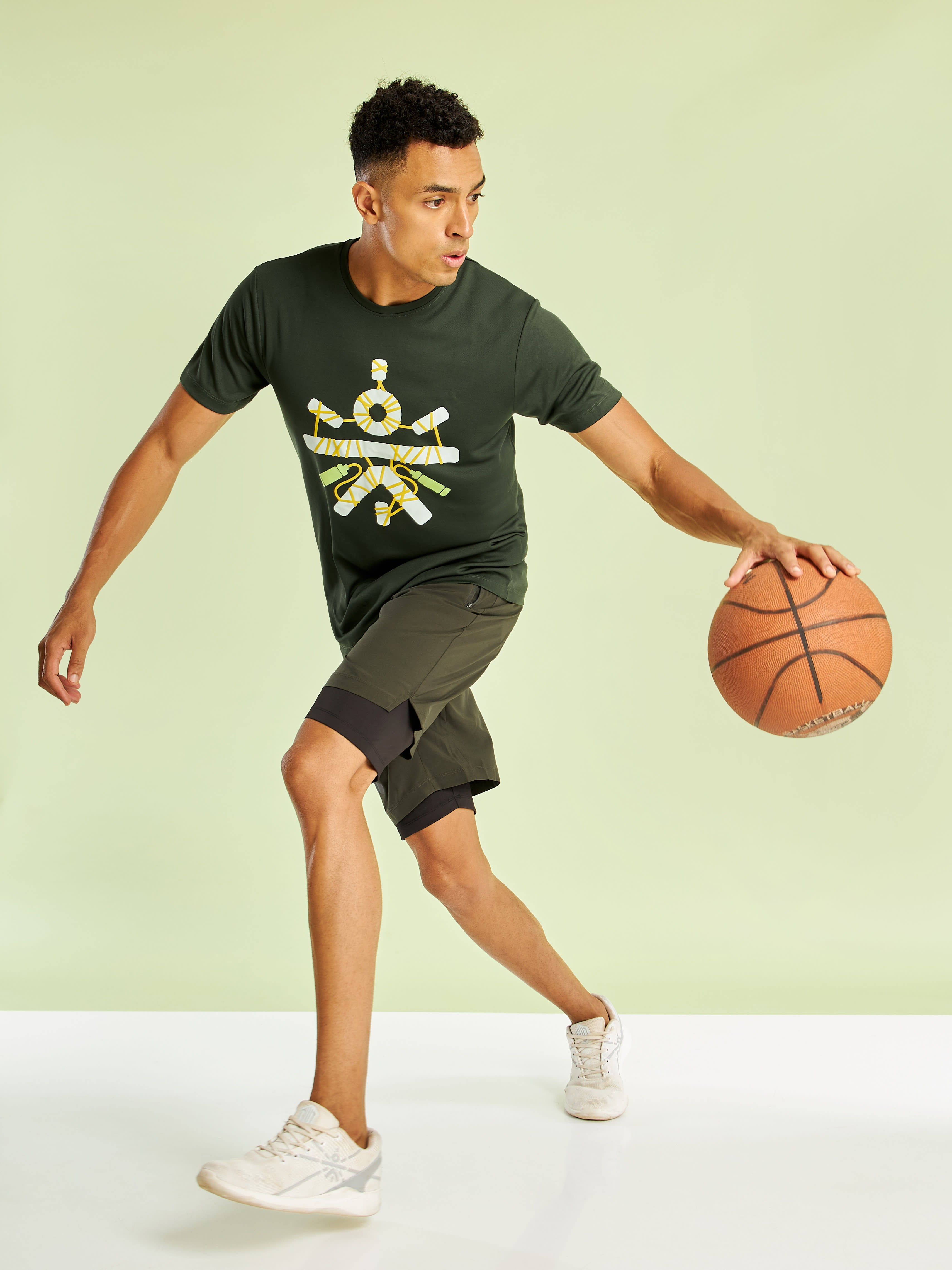 Graphic Running Shorts with Inner Tights