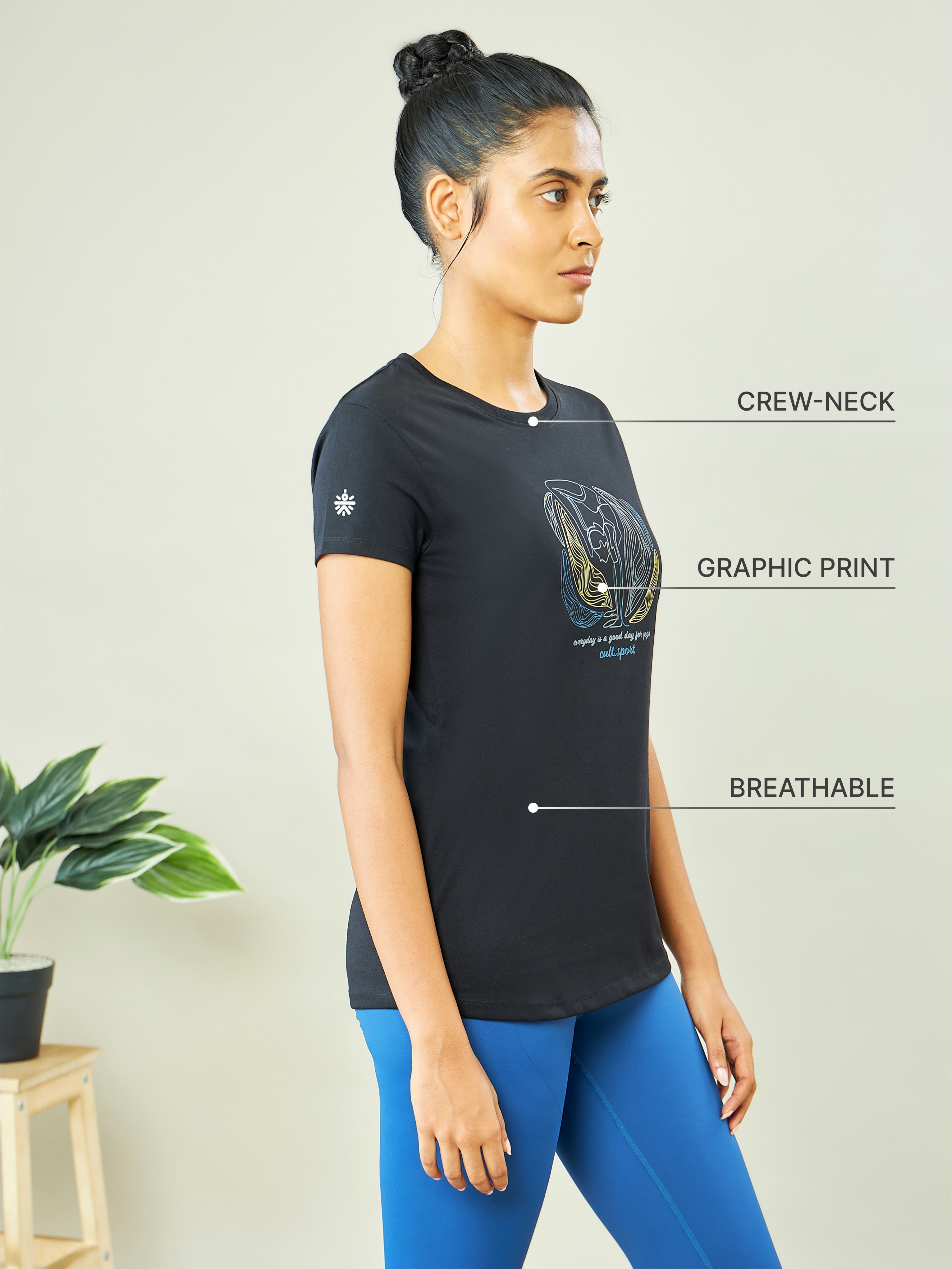 Graphic Print Yoga T-shirt