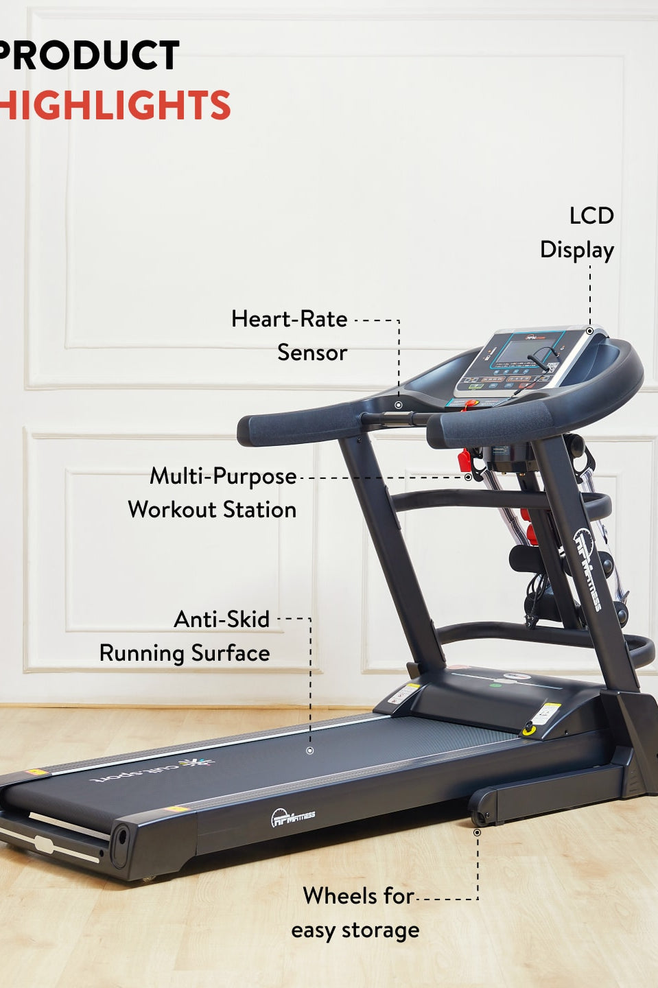 RPM757MI 5.5HP DC Treadmill | 15-level Auto-Incline & Massager | Max Weight-130kg | Max Speed-18kmph (with 6 months extended warranty)