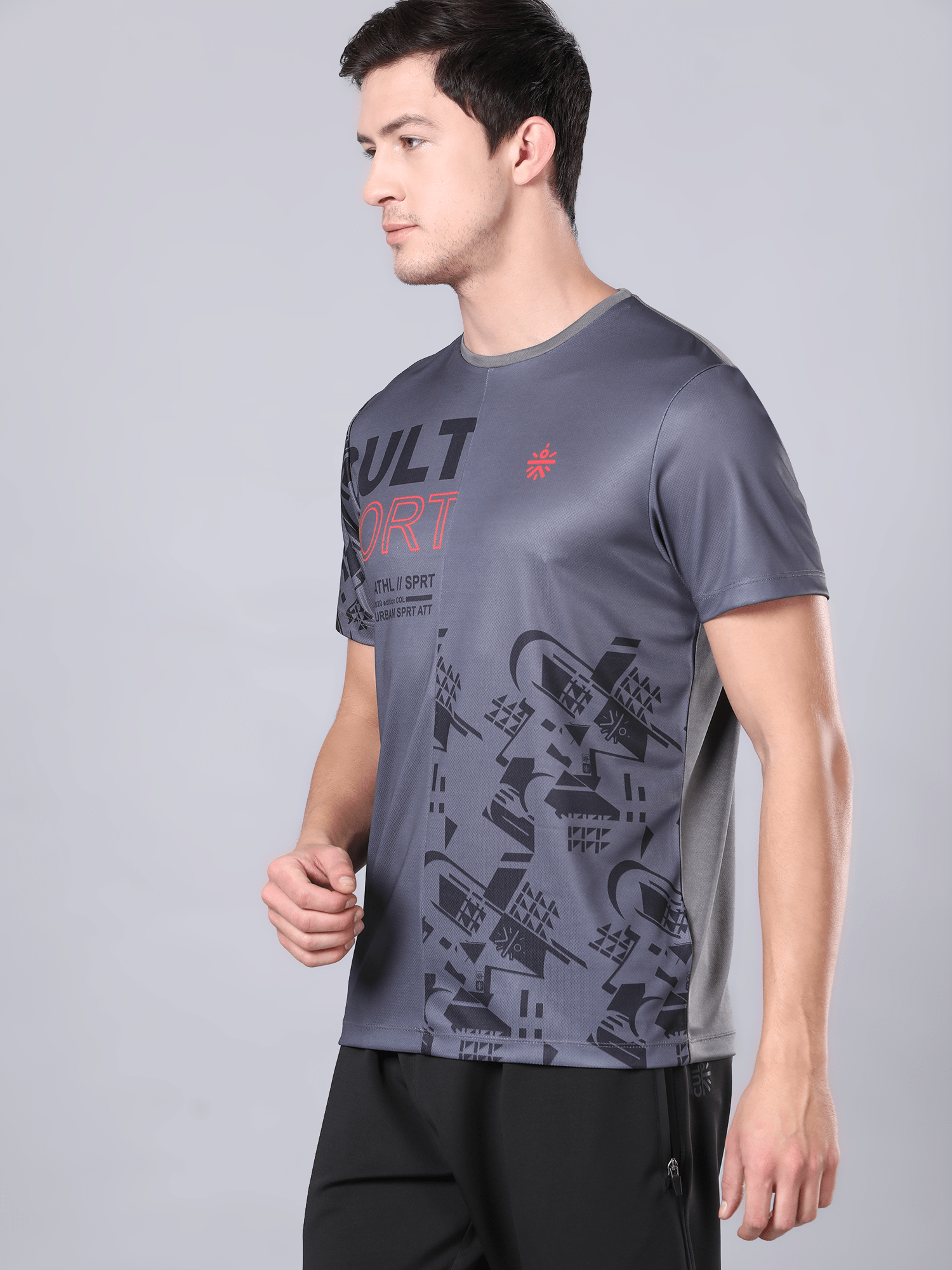 Dugout Houndstooth Anthra Workout Tee