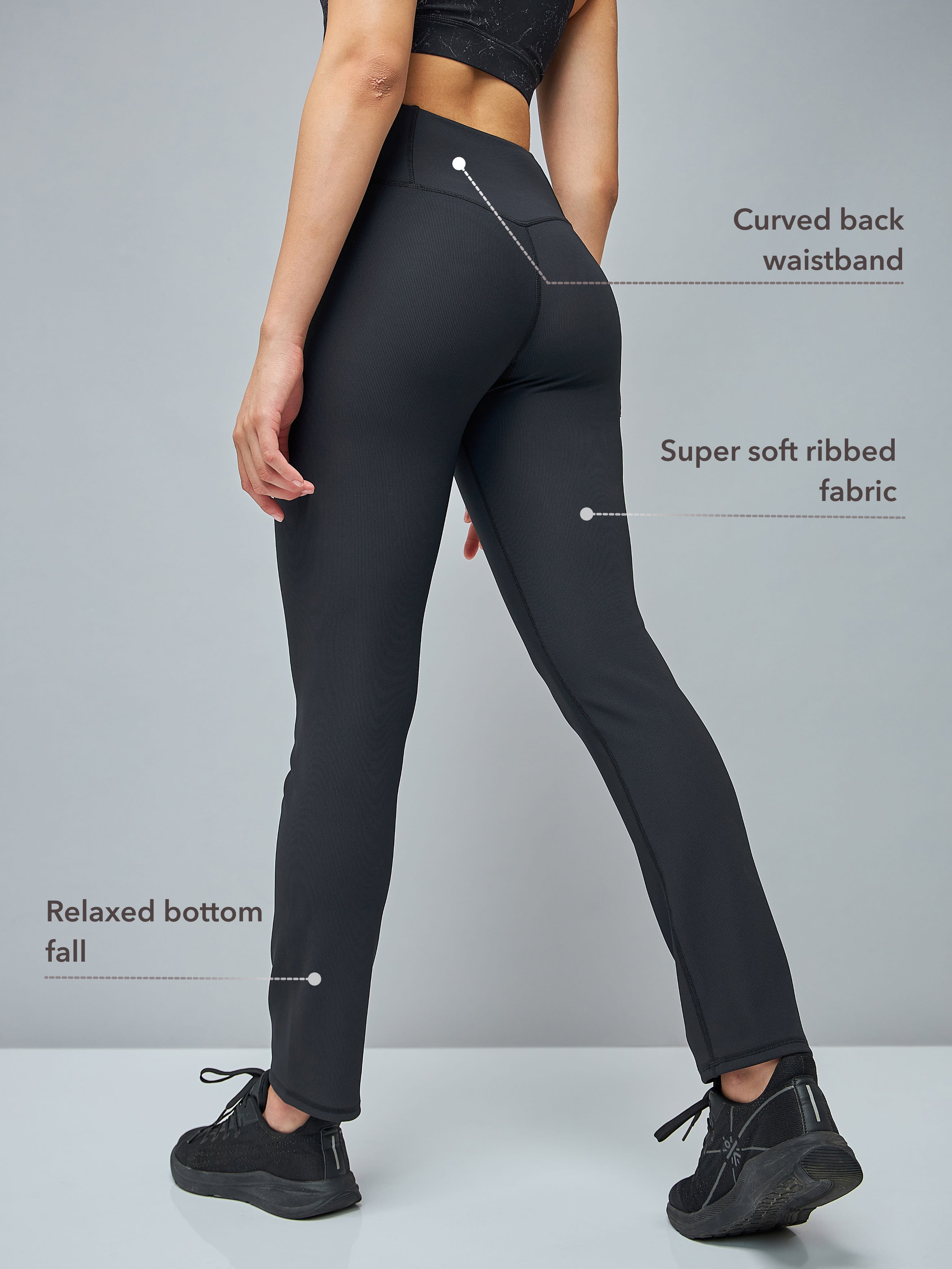 Black High Waist Straight Pants with Pocket For Women