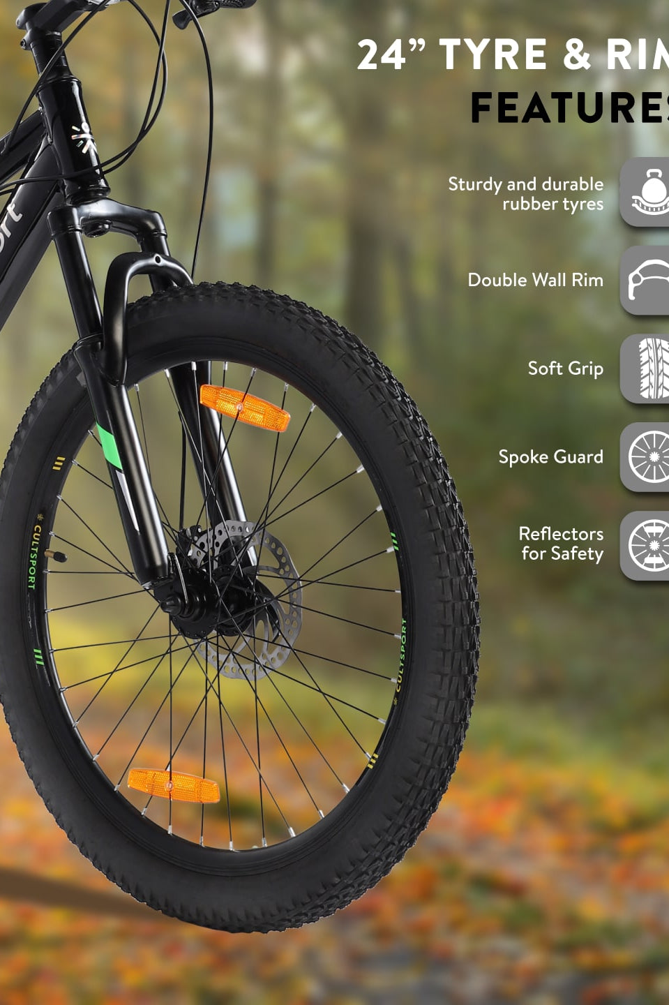 DAUNTLESS21S24TBLACKGREEN Steel 21 Speed Shimano Gear 24 inch Mountain Cycle, Dual Disc Brake, Front Suspension, Double Wall Rim