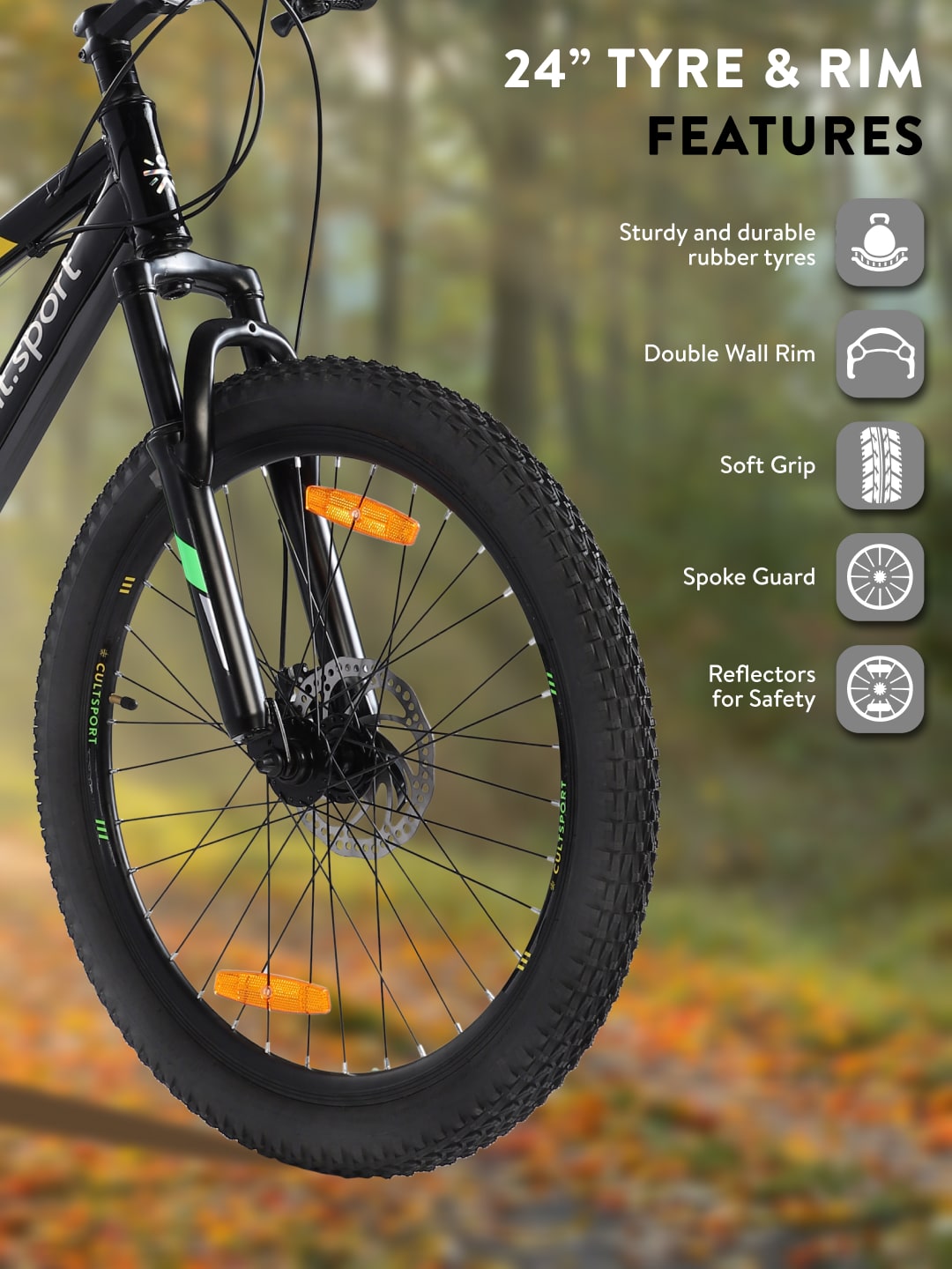 DAUNTLESS21S24TBLACKGREEN Steel 21 Speed Shimano Gear 24 inch Mountain Cycle, Dual Disc Brake, Front Suspension, Double Wall Rim