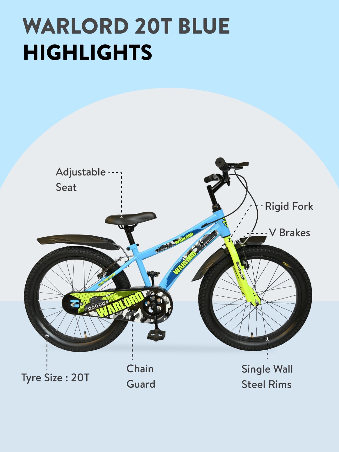Warlord 20T Steel Frame Kids Bike Blue
