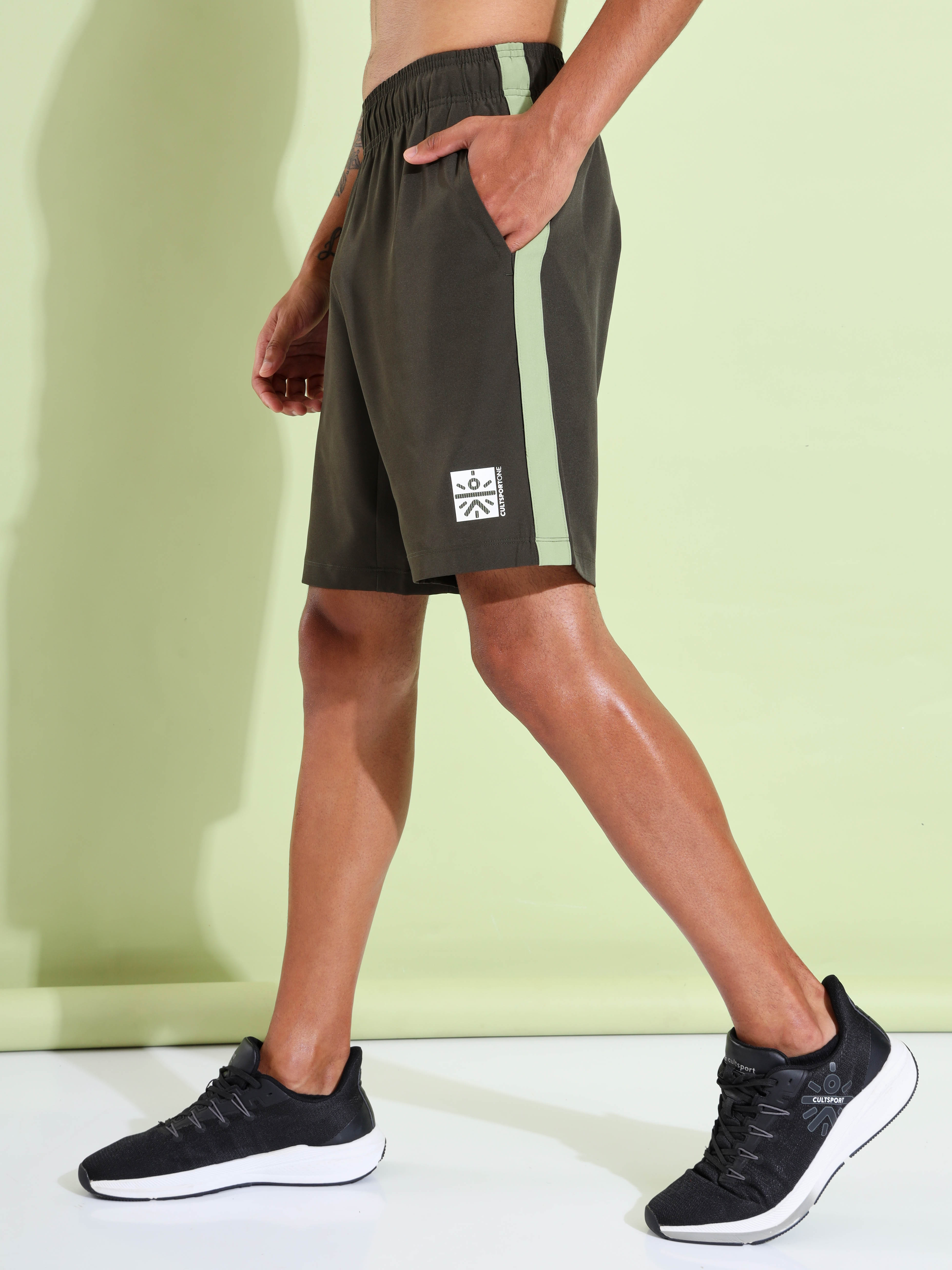 Workout Shorts with Contrast Panels