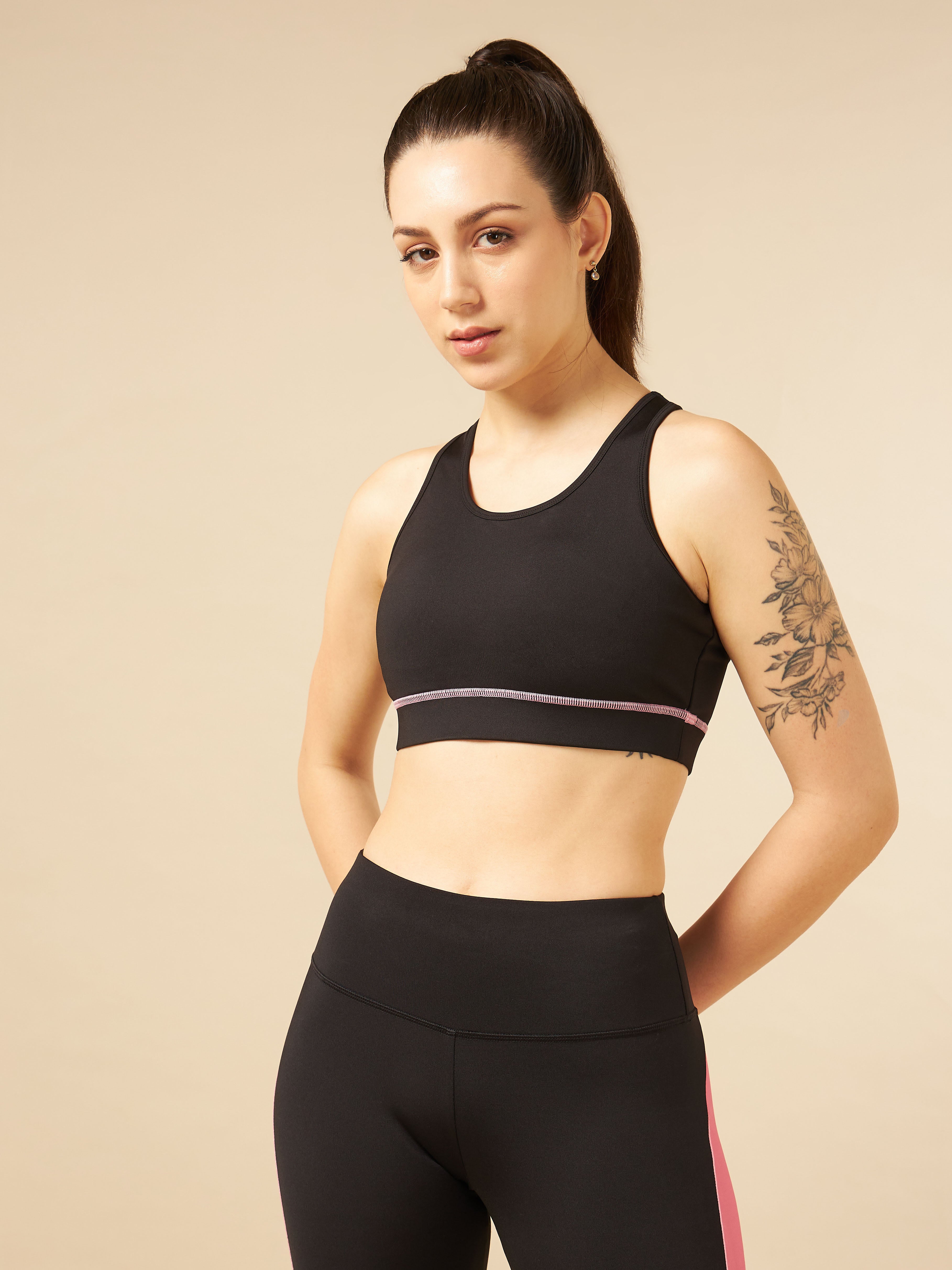 Black Train-in Medium Support Sports Bra