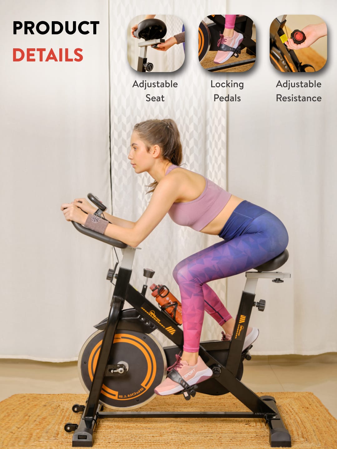 RPM610 Spinbike | 6kg Flywheel | Max Weight 120kg | Direct Contact Resistance | Orange (with 6 months extended warranty)
